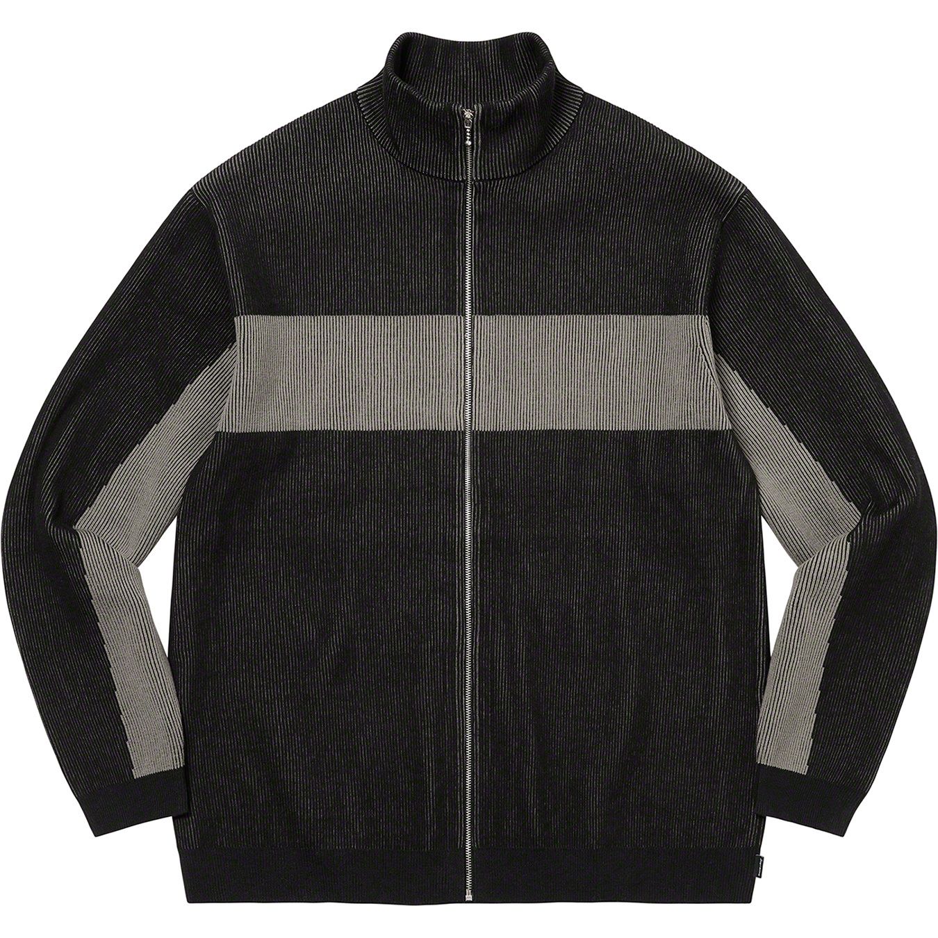 2-Tone Ribbed Zip Up Sweater