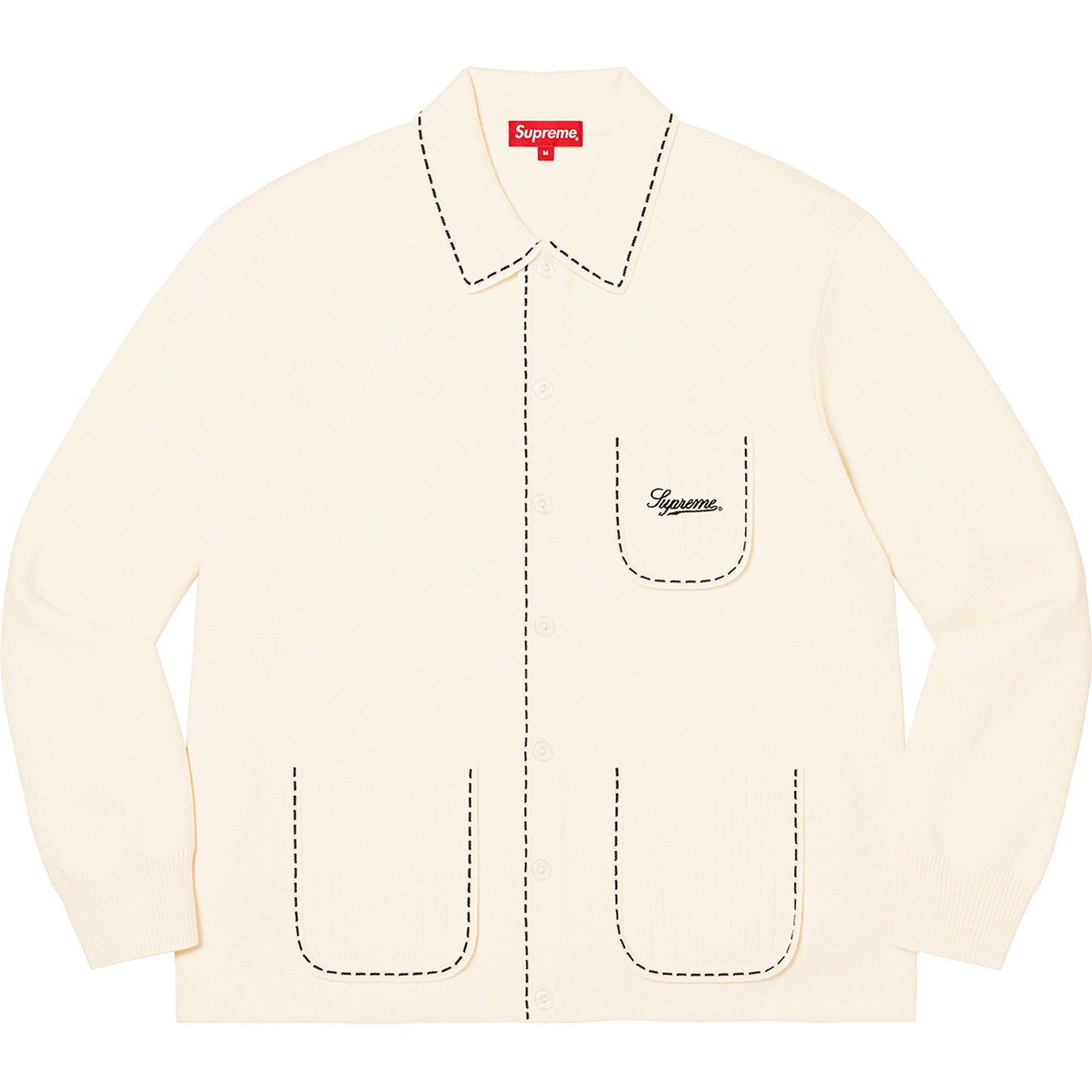 Contrast Stitch Button Up Sweater
