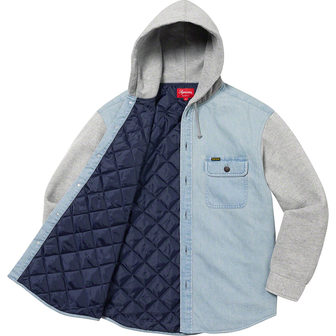 Fleece Hooded Denim Shirt
