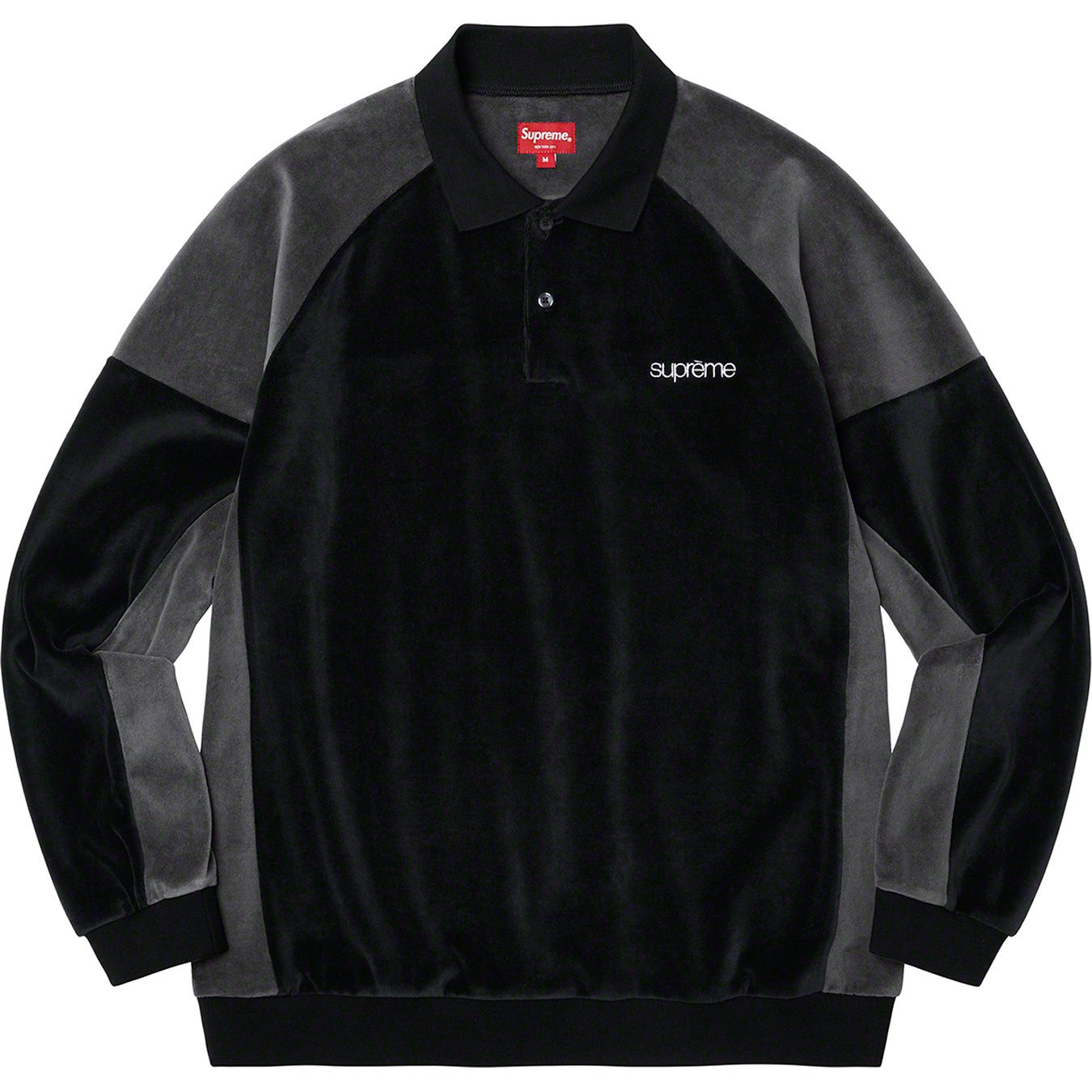 Paneled Velour L/S Polo