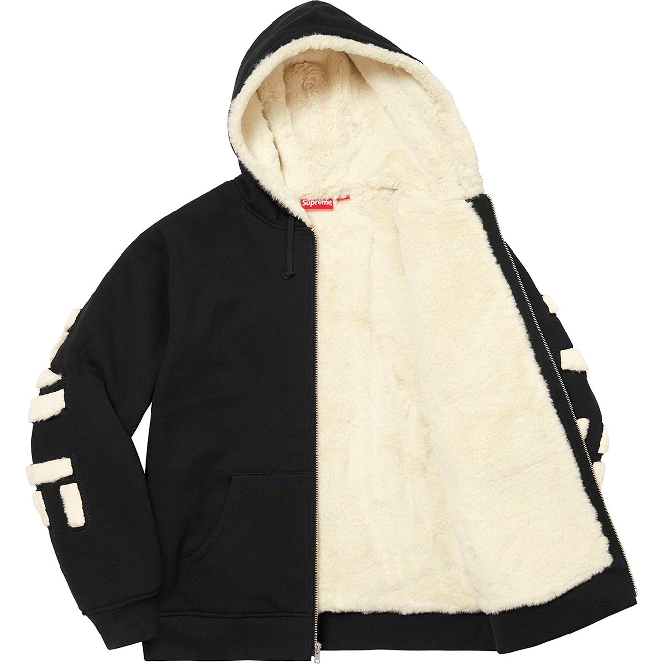 Faux Fur Lined Zip Up Hooded Sweatshirt
