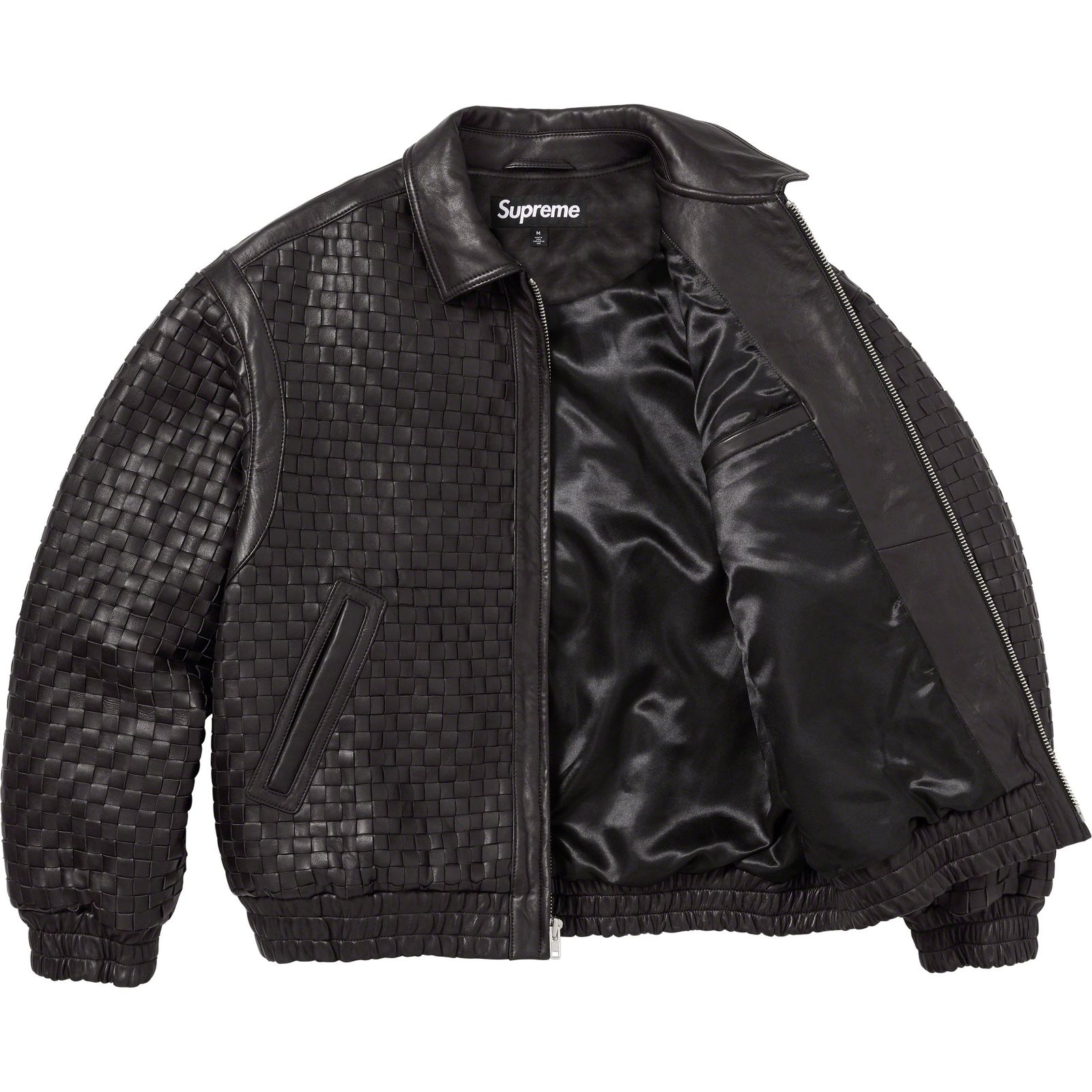 Woven Leather Varsity Jacket