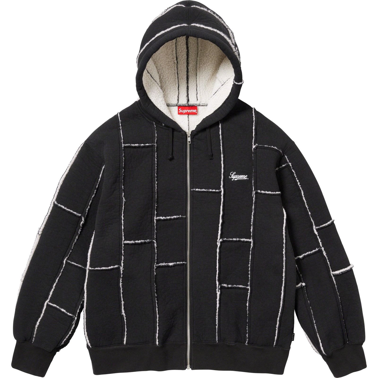 Faux Shearling Zip Up Hooded Sweatshirt