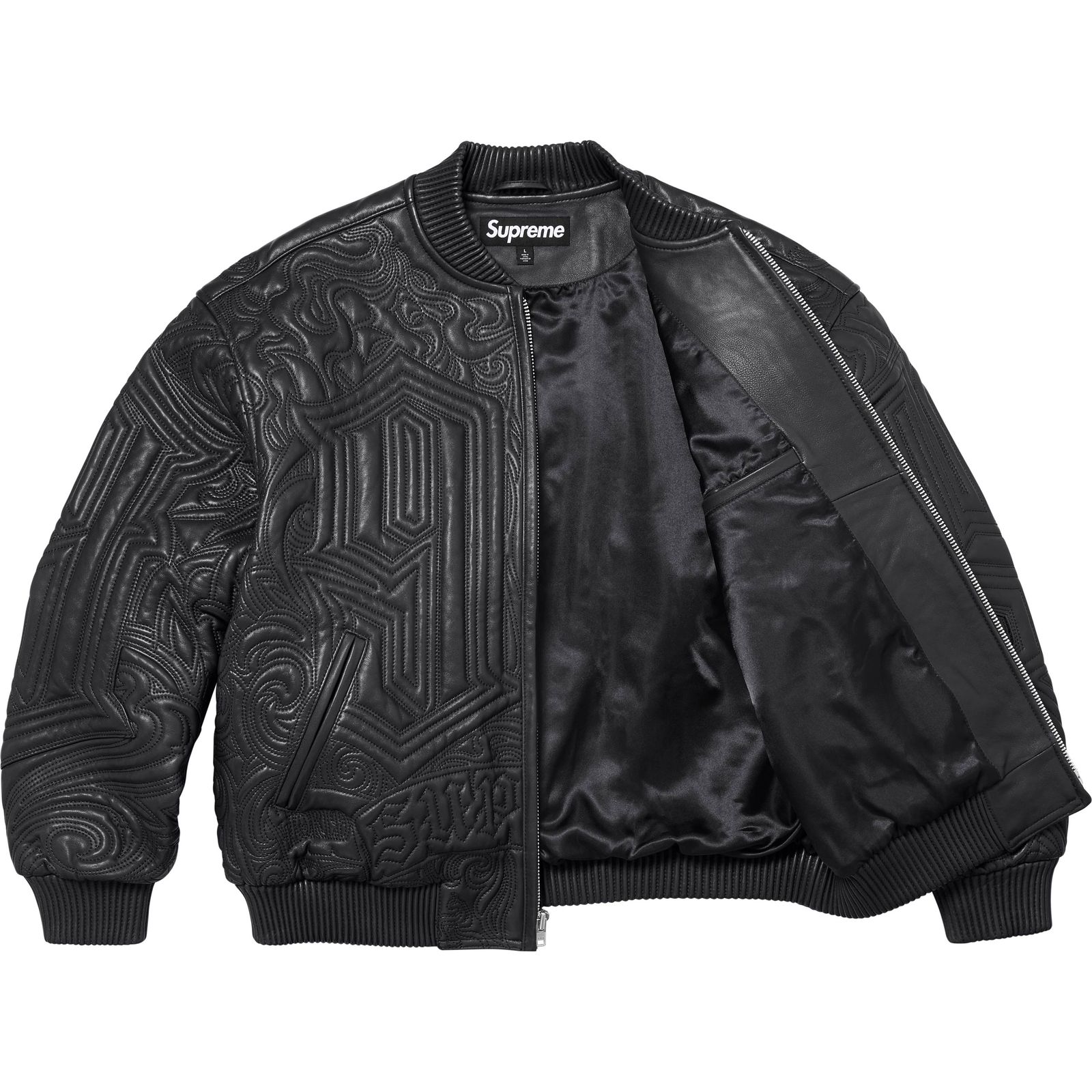 Mister Cartoon Embroidered Leather Jacket