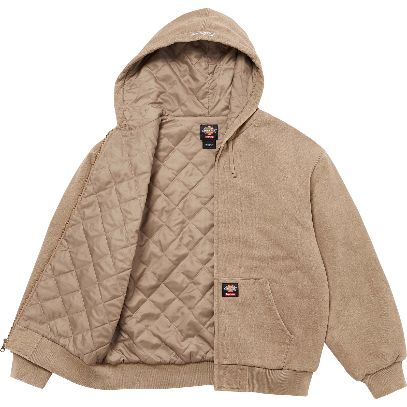 Supreme®/Dickies® Quilted Lined Zip Up Hooded Sweatshirt