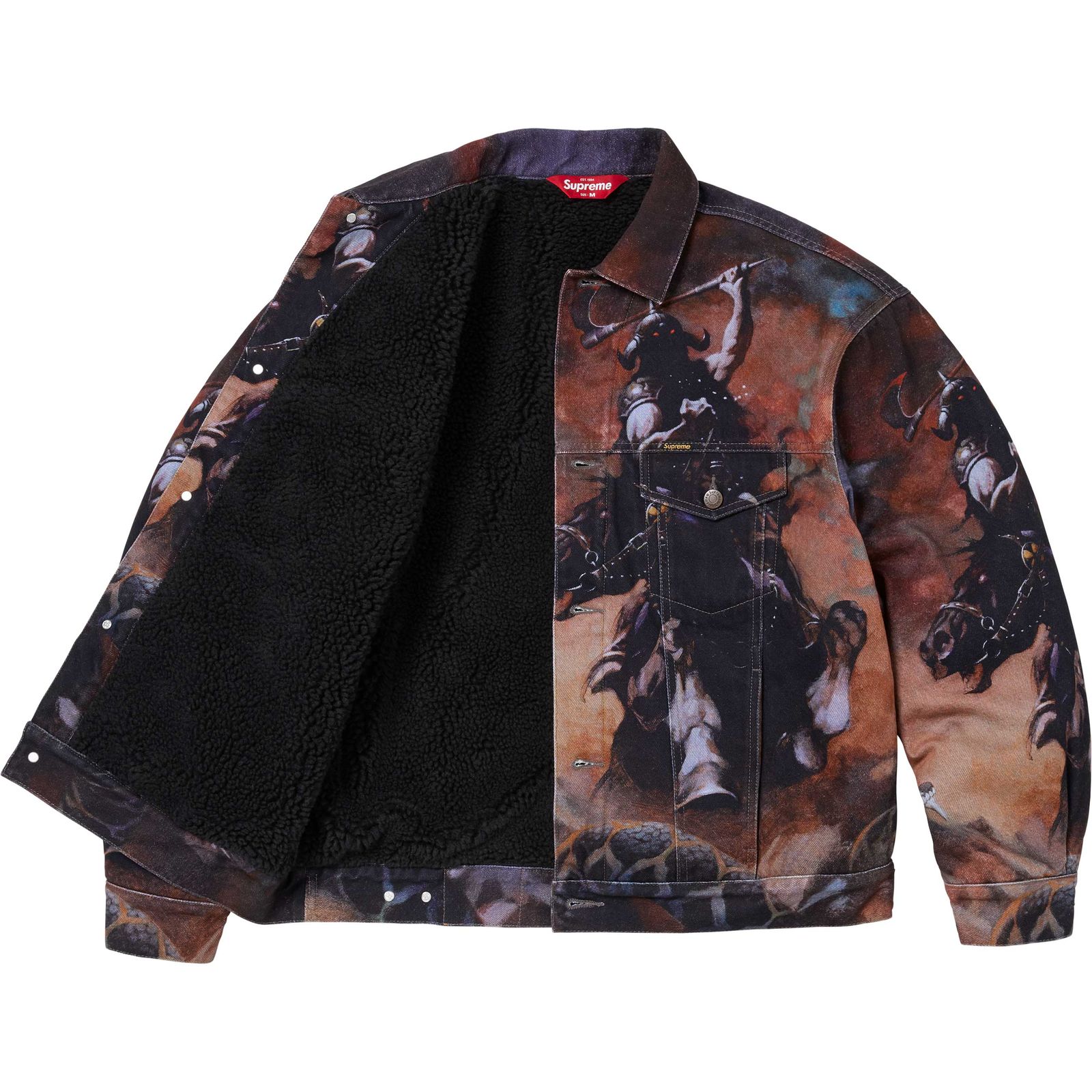 Supreme/Frank Frazetta Faux Shearling Lined Trucker Jacket