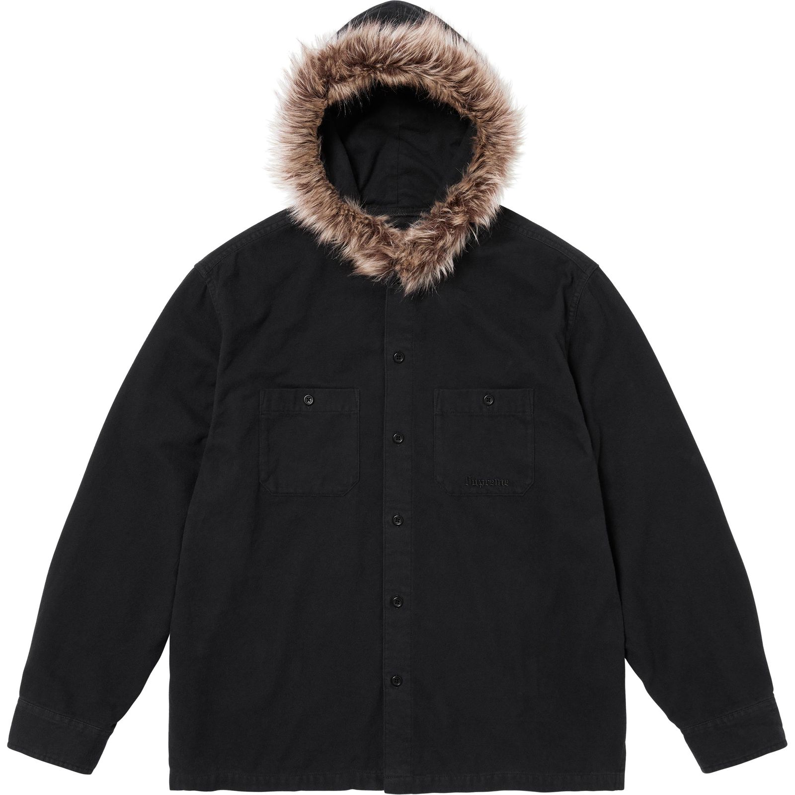 Fur Trim Flannel Hooded Shirt