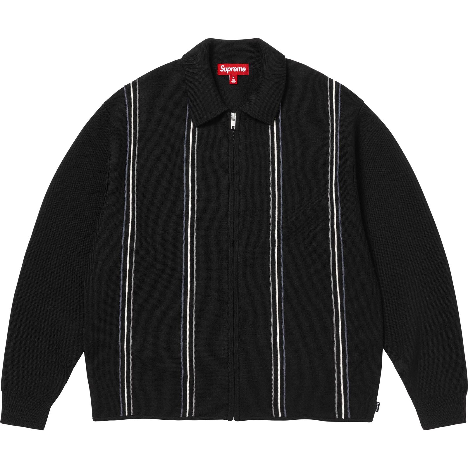 Stripe Zip Up Polo Sweater