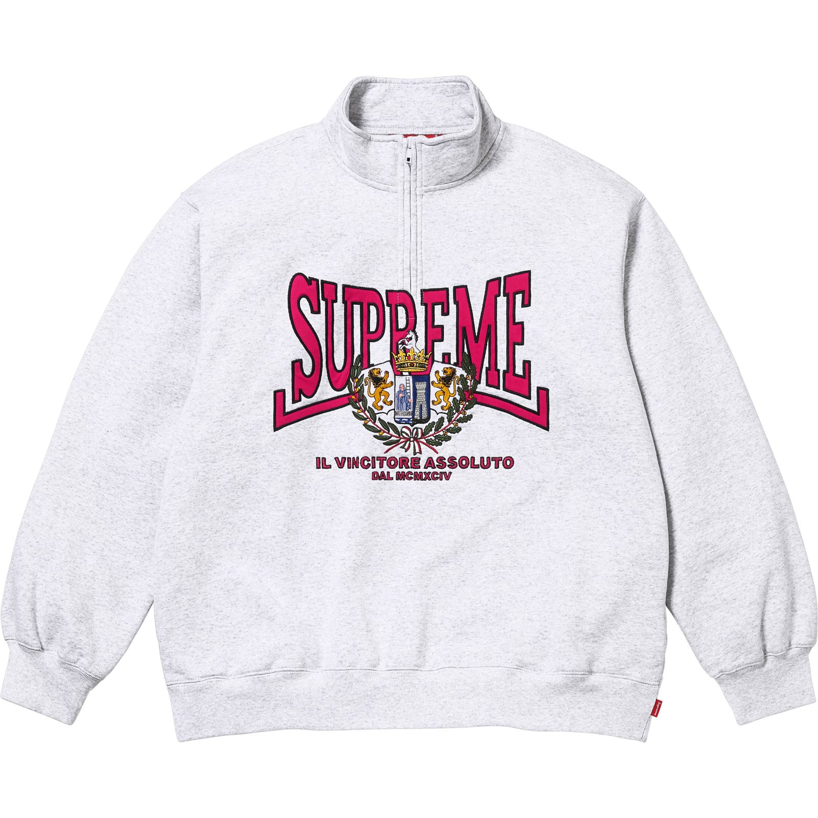 Crest Appliqué Half Zip Pullover