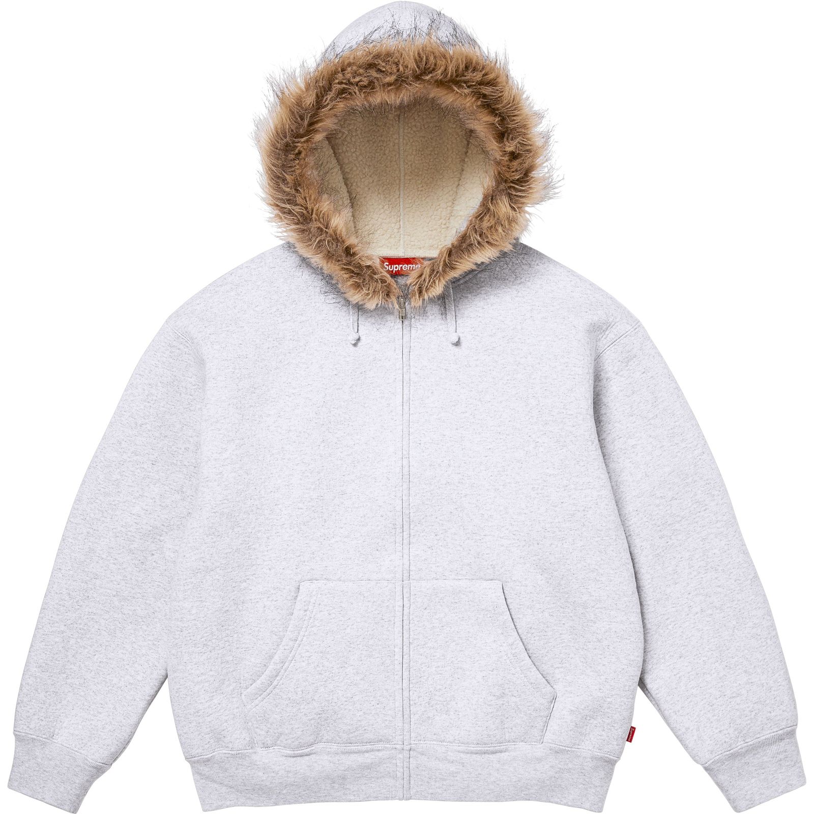 Faux Fur Zip Up Hooded Sweatshirt
