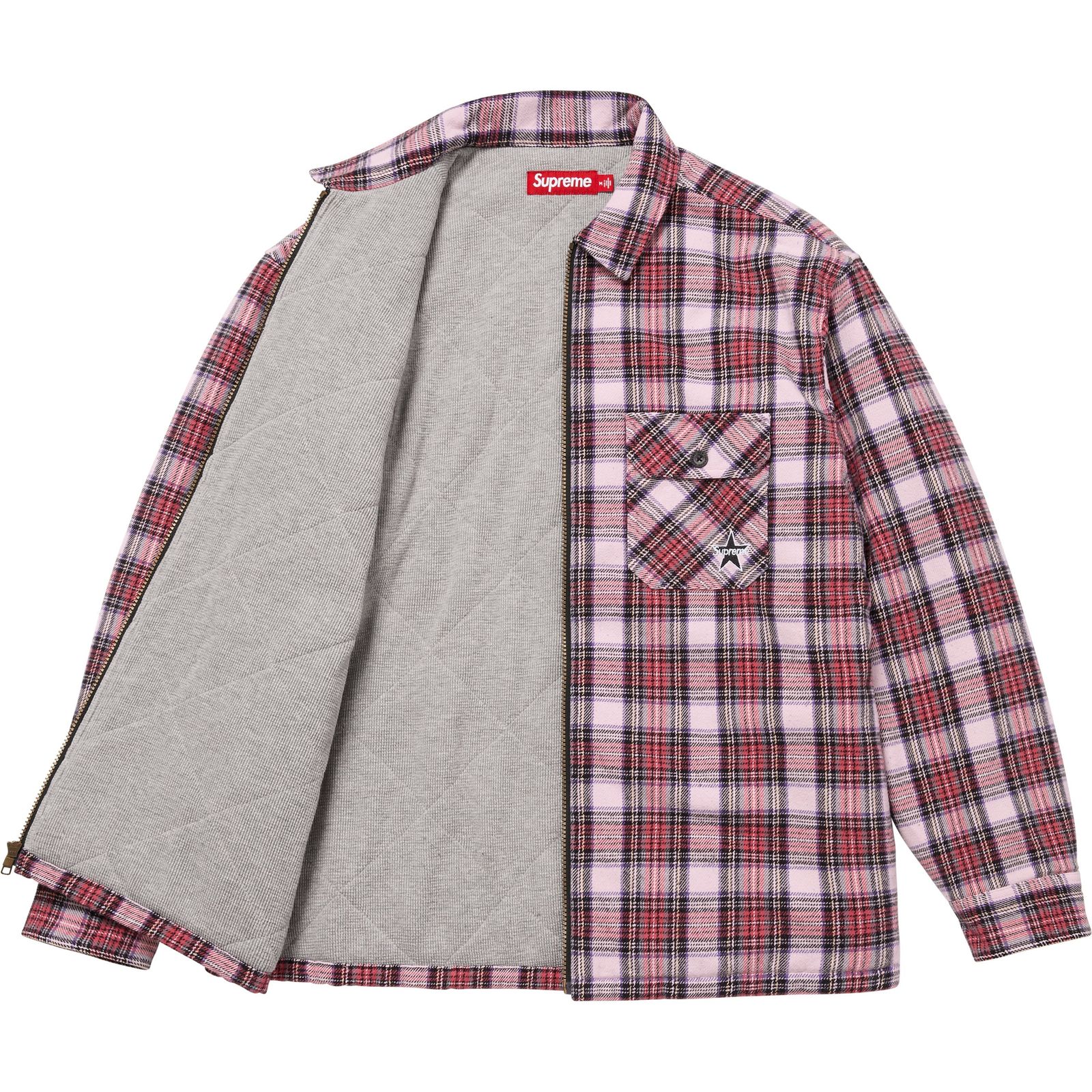 Thermal Lined Zip Up Flannel Shirt
