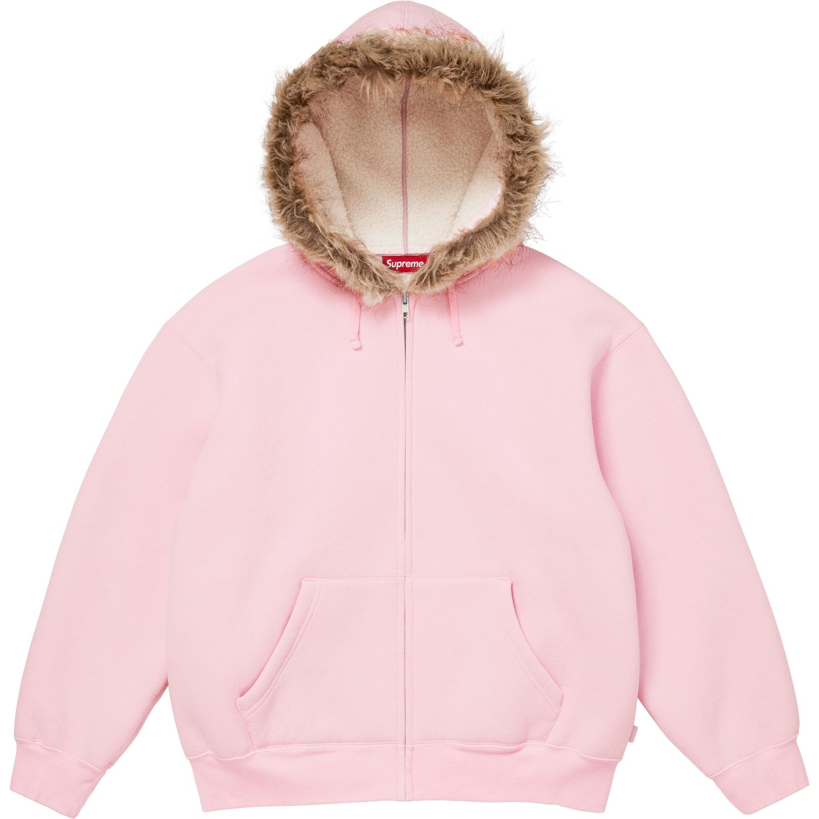 Faux Fur Zip Up Hooded Sweatshirt