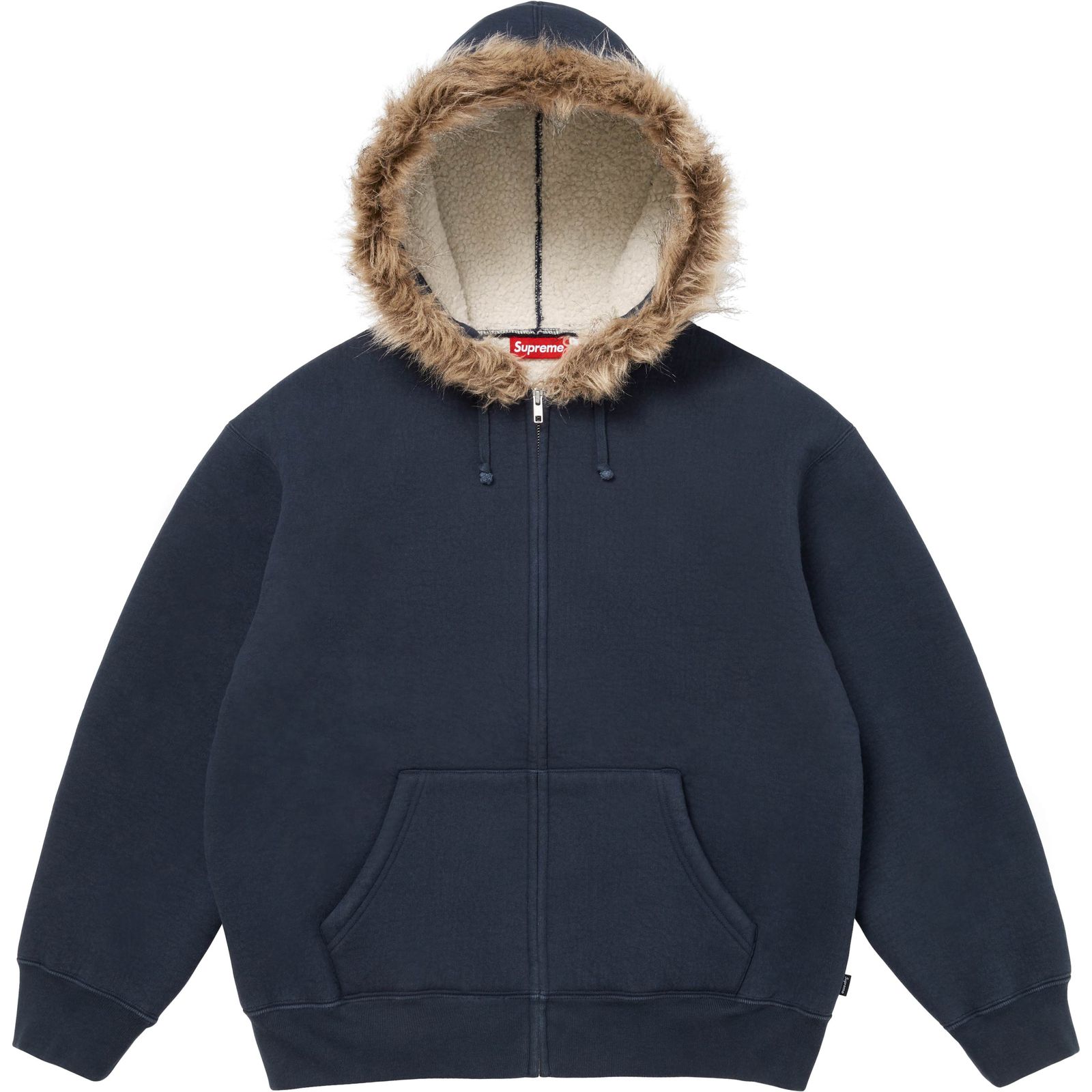 Faux Fur Zip Up Hooded Sweatshirt