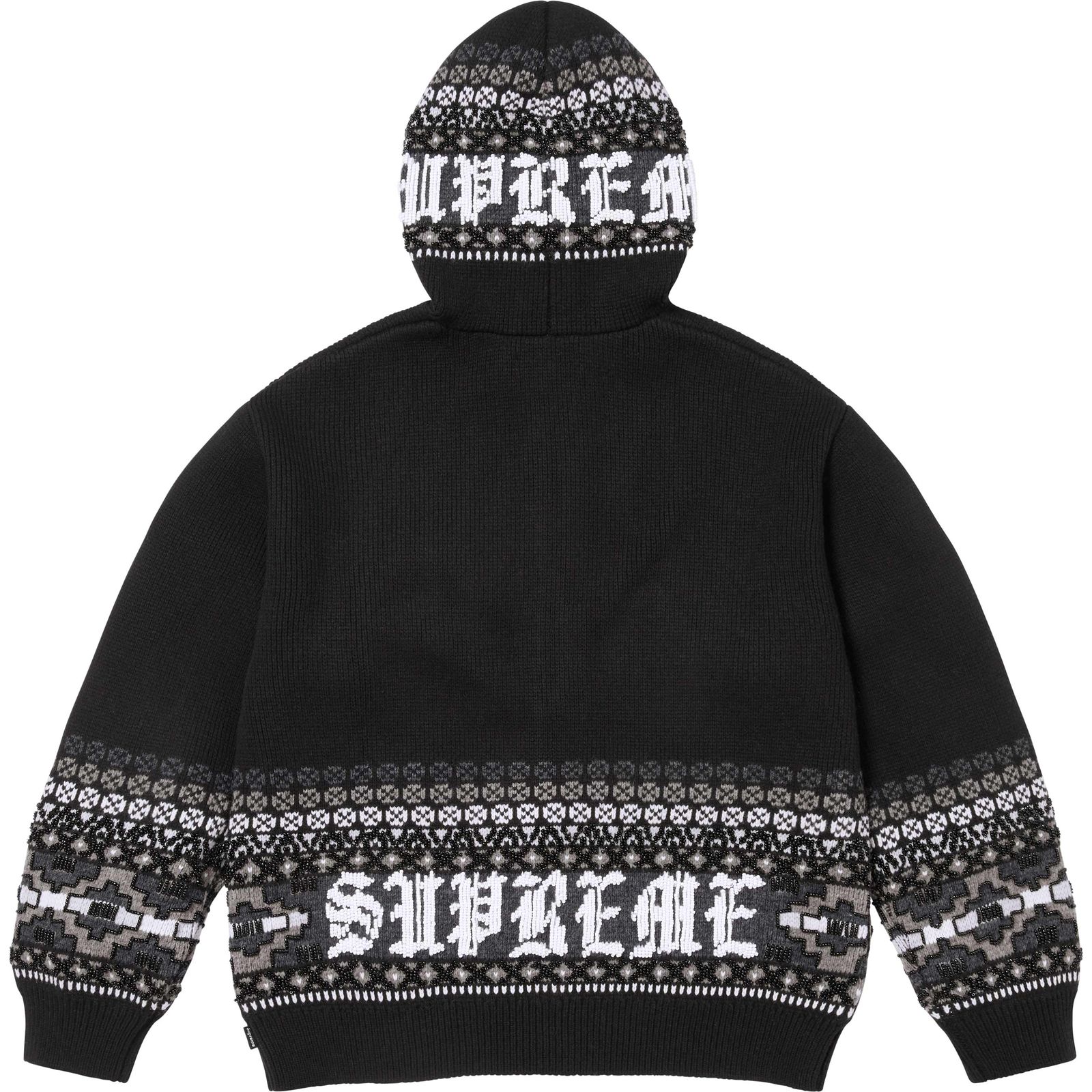 Beaded Zip Up Hooded Sweater