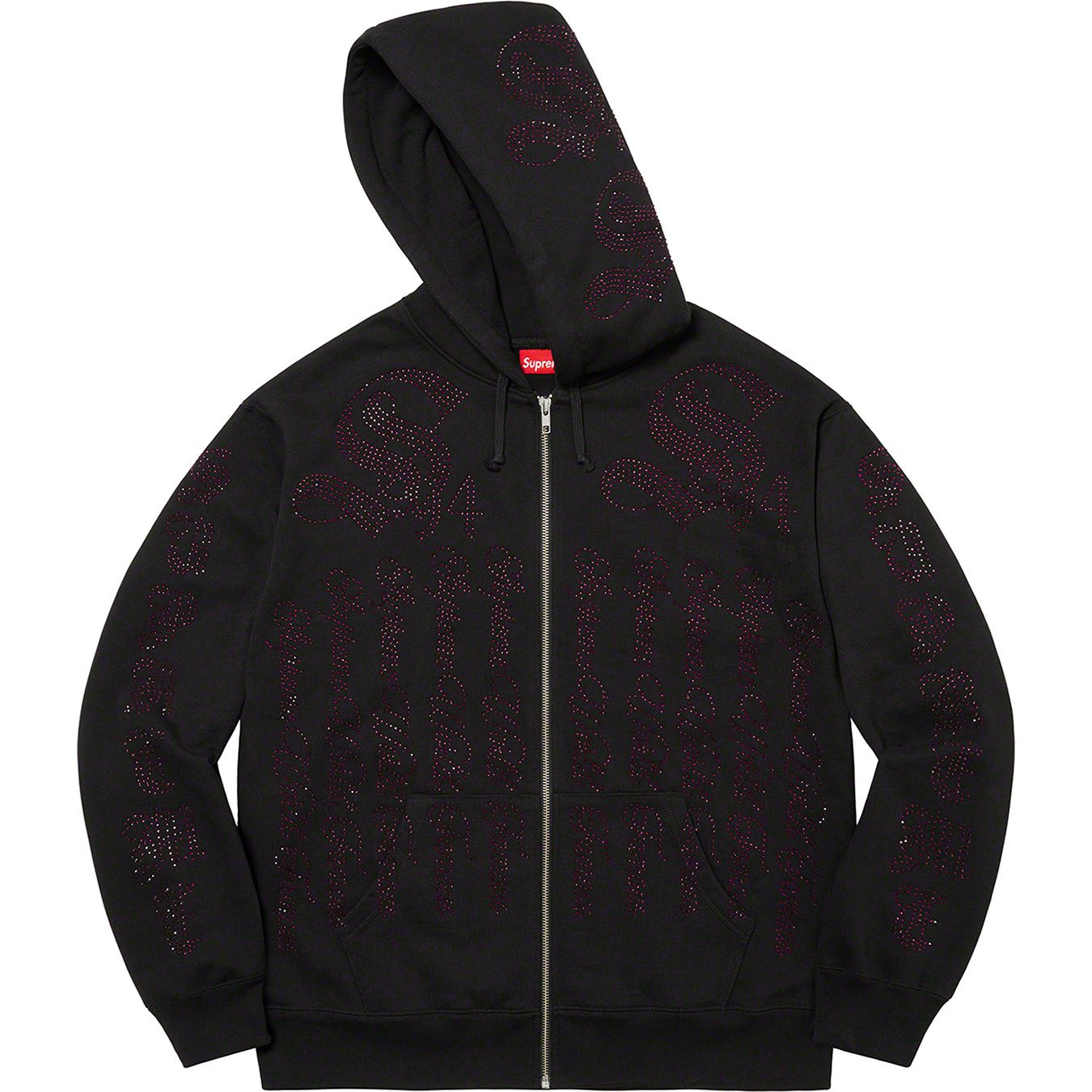 Rhinestone Zip Up Hooded Sweatshirt