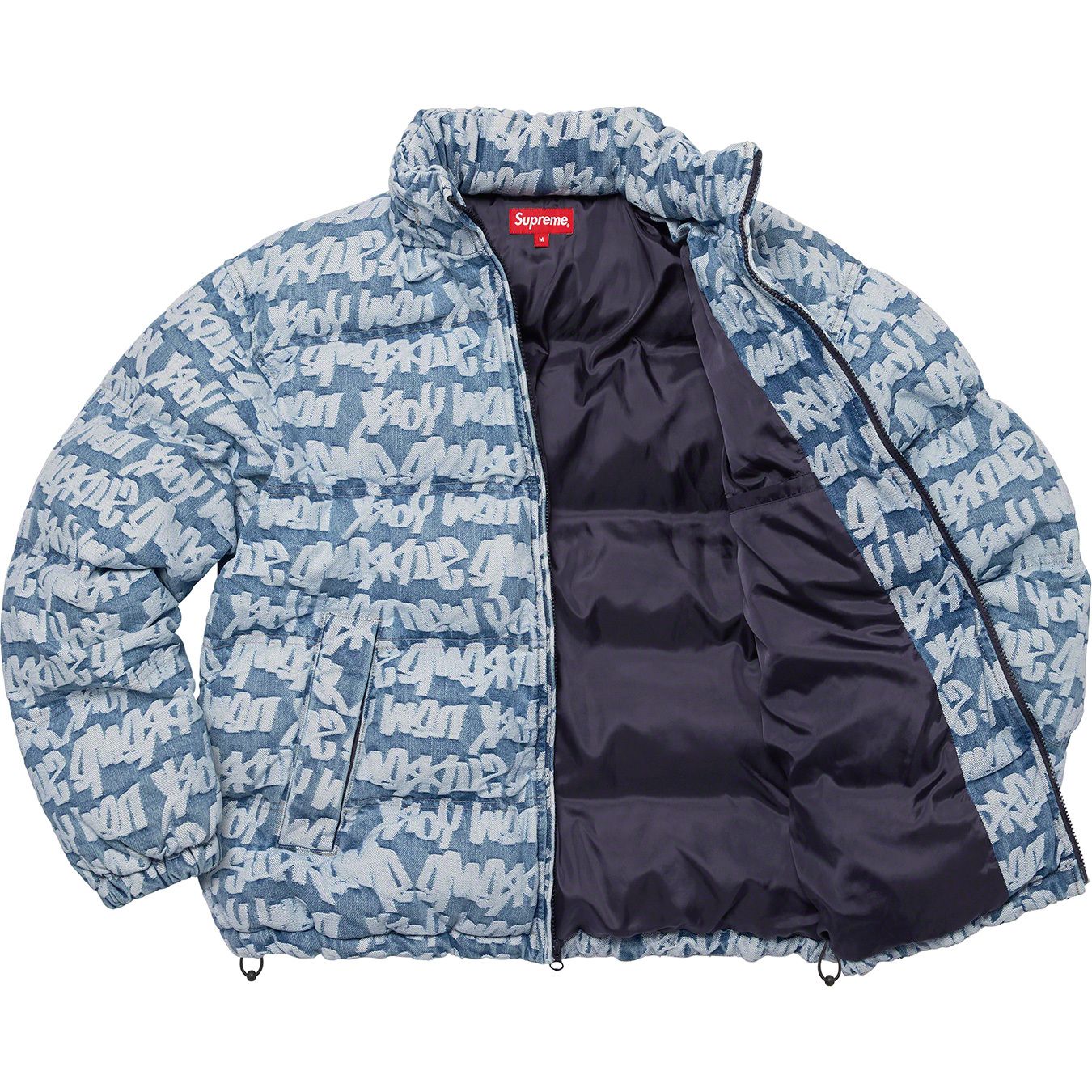 Fat Tip Jacquard Denim Puffer Jacket