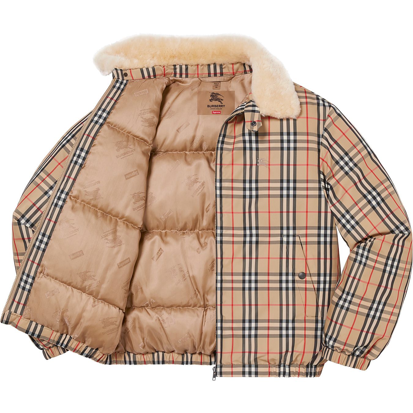 Supreme®/Burberry® Shearling Collar Down Puffer Jacket