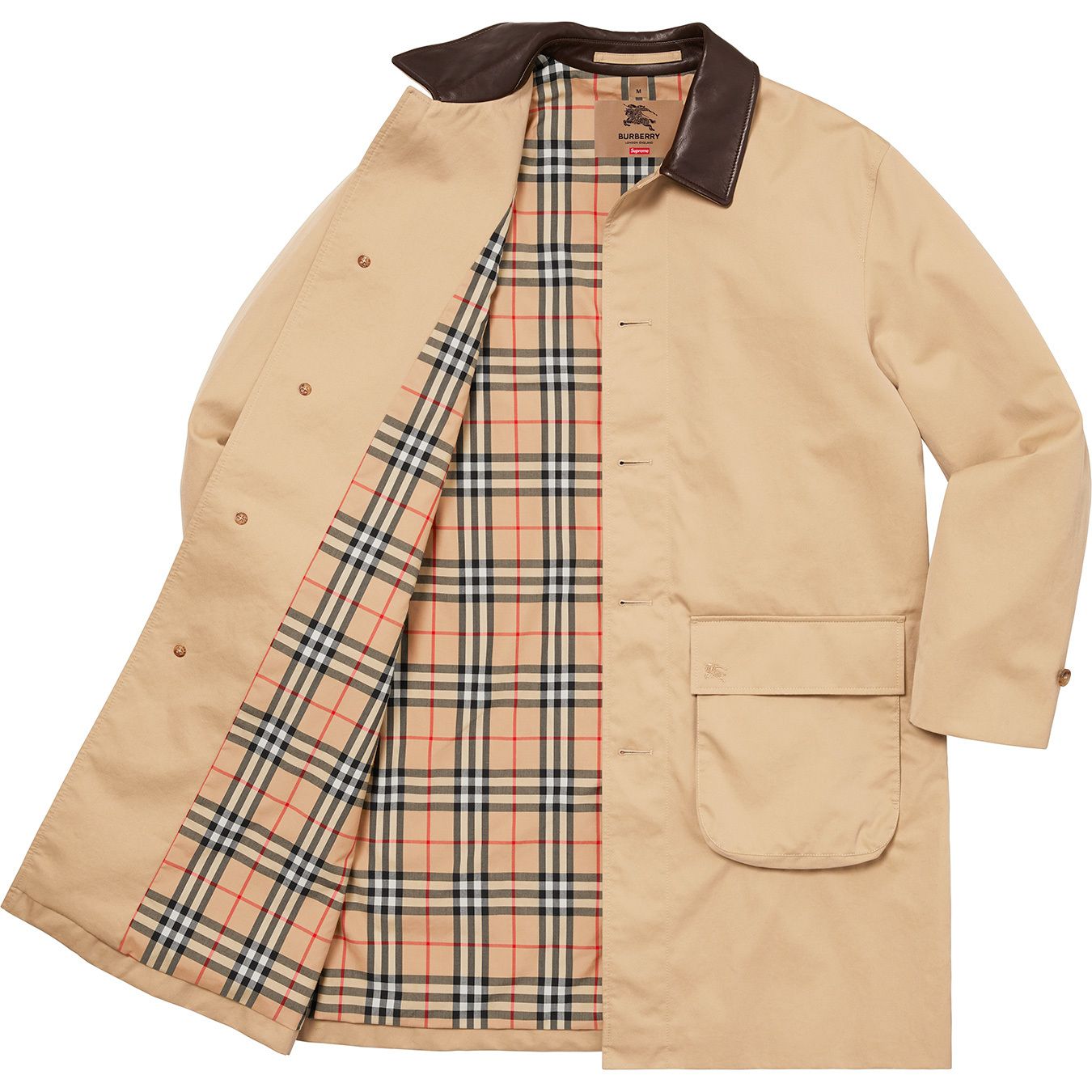 Supreme®/Burberry® Leather Collar Trench