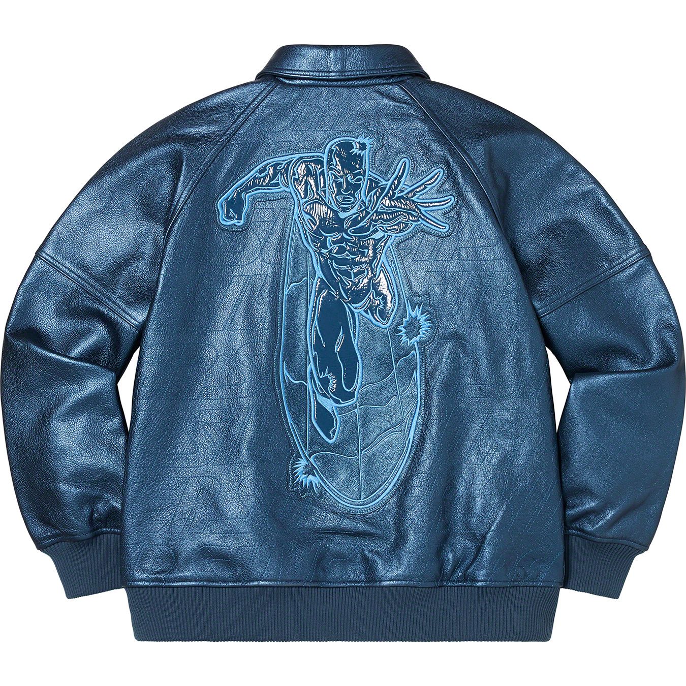 Silver Surfer Leather Varsity Jacket