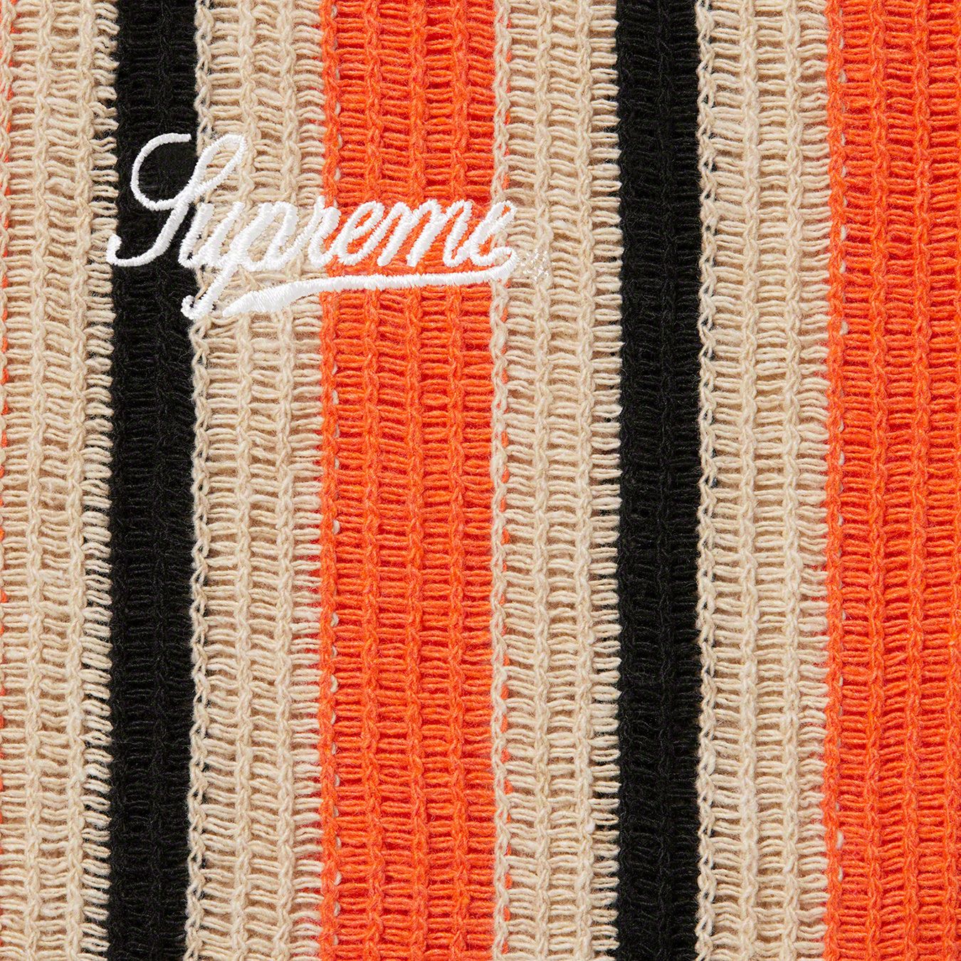 Open Knit Stripe Zip Polo