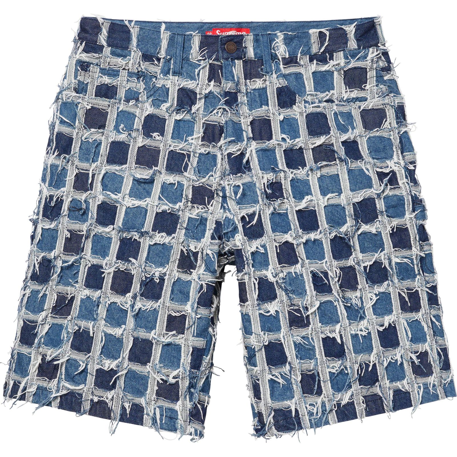 Frayed Patchwork Baggy Denim Short