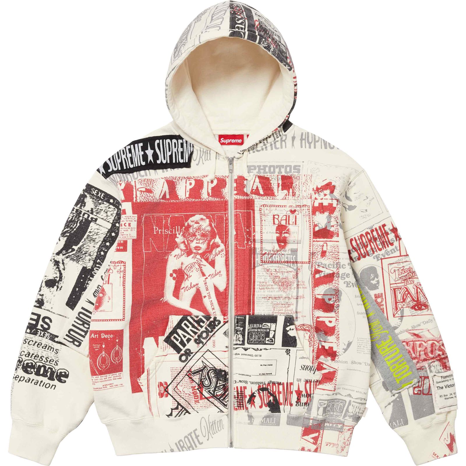 Collage Zip Up Hooded Sweatshirt