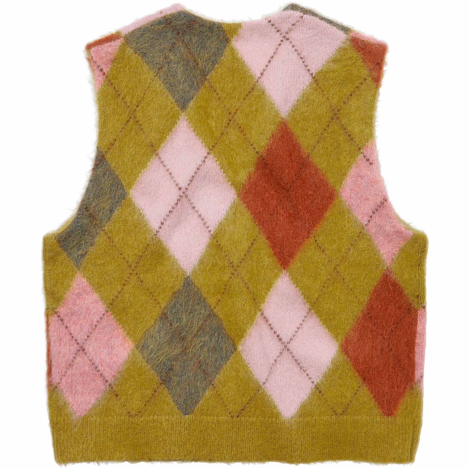 Brushed Argyle Zip Up Vest