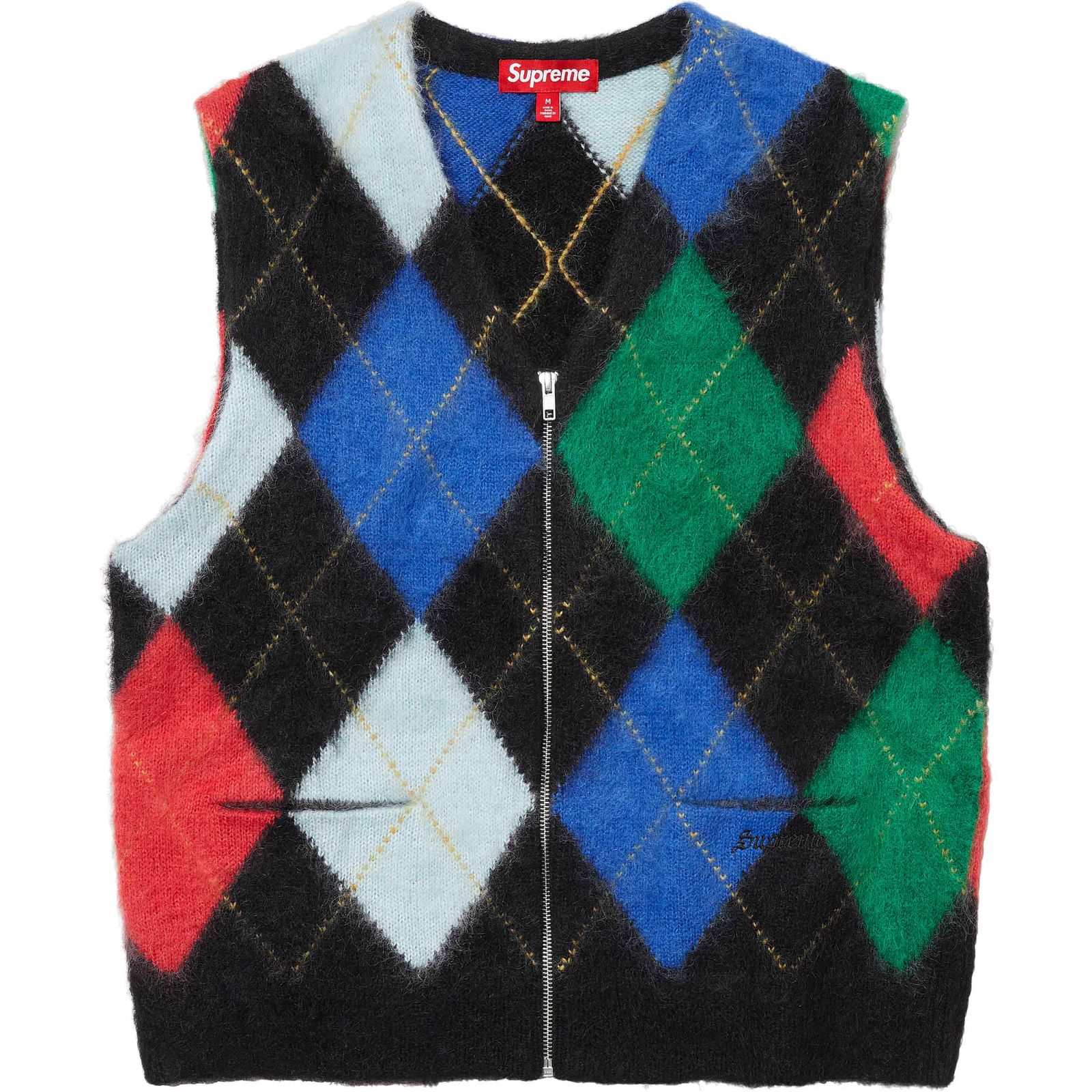 Brushed Argyle Zip Up Vest