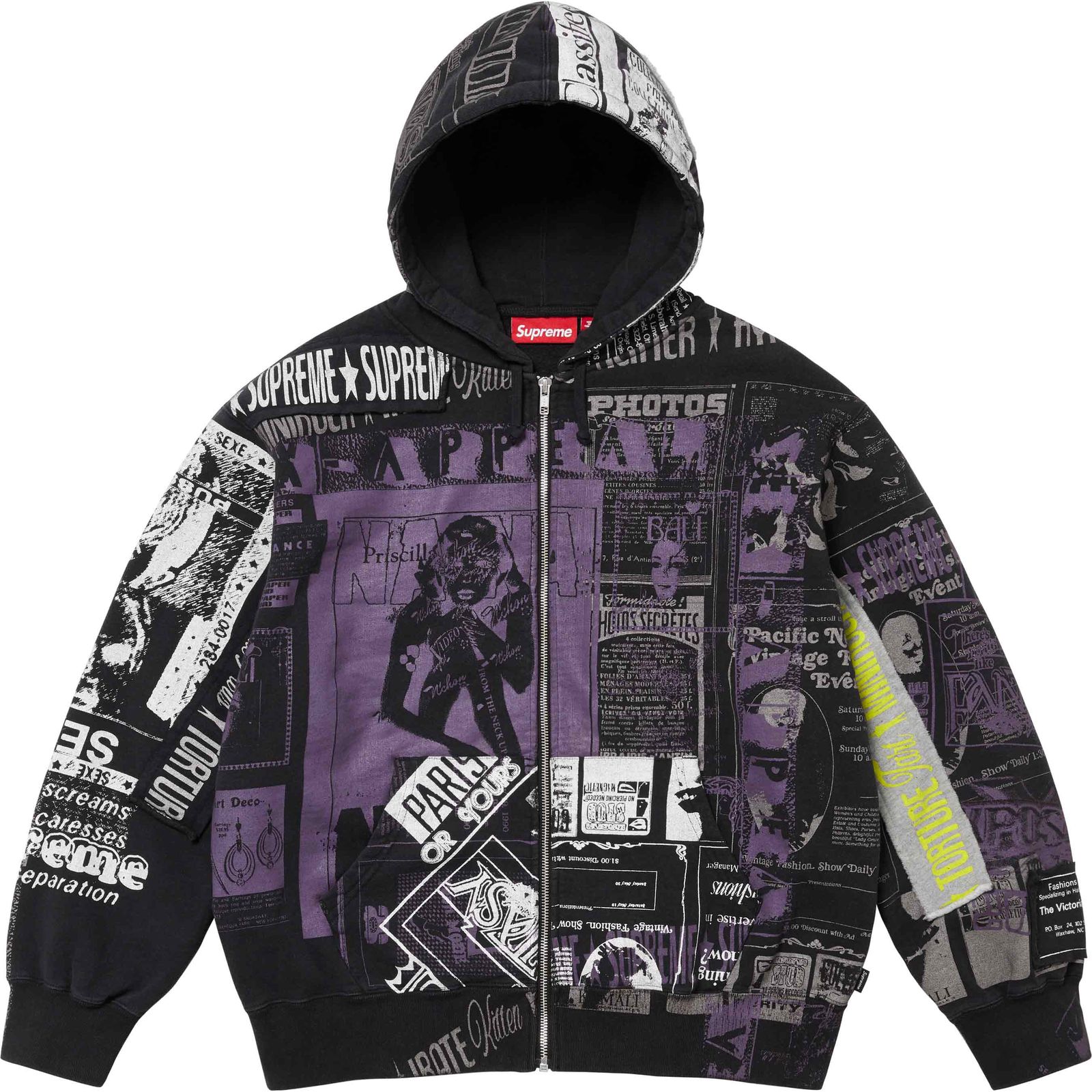Collage Zip Up Hooded Sweatshirt