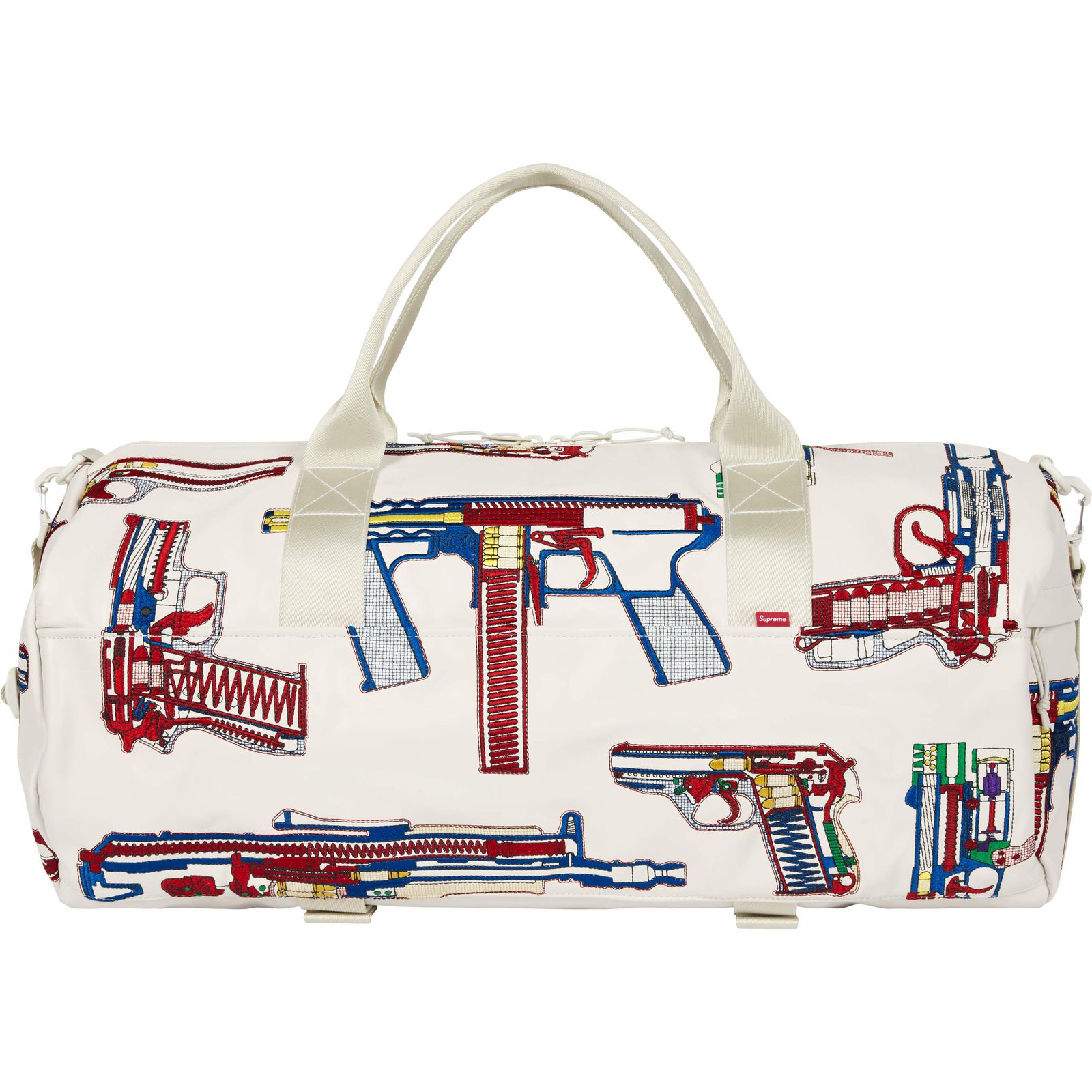 Guns Embroidered Leather Duffle Bag