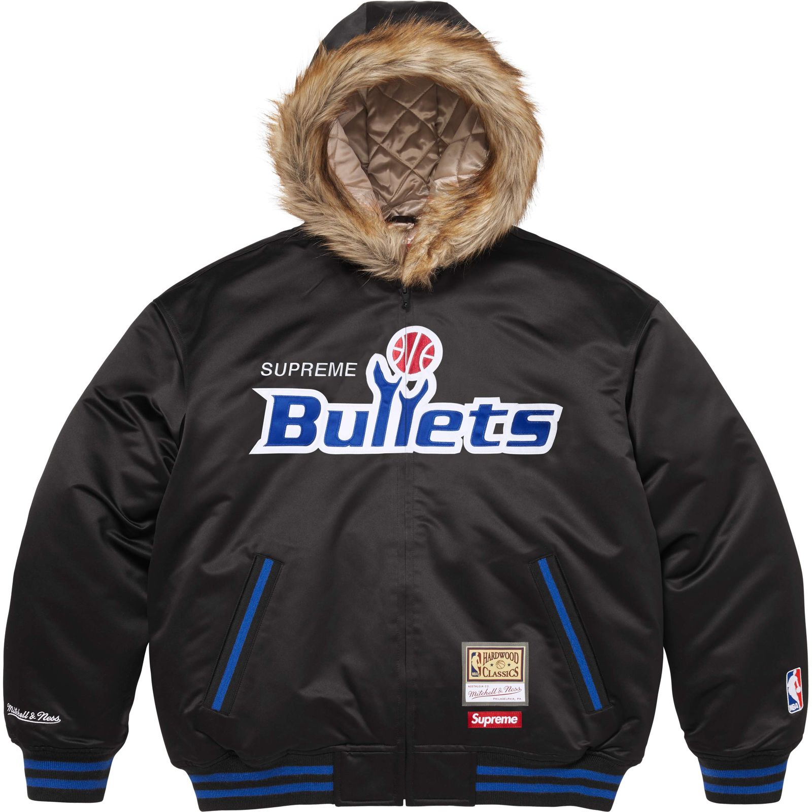 Supreme®/Mitchell & Ness® Teams Hooded Satin Varsity Jacket