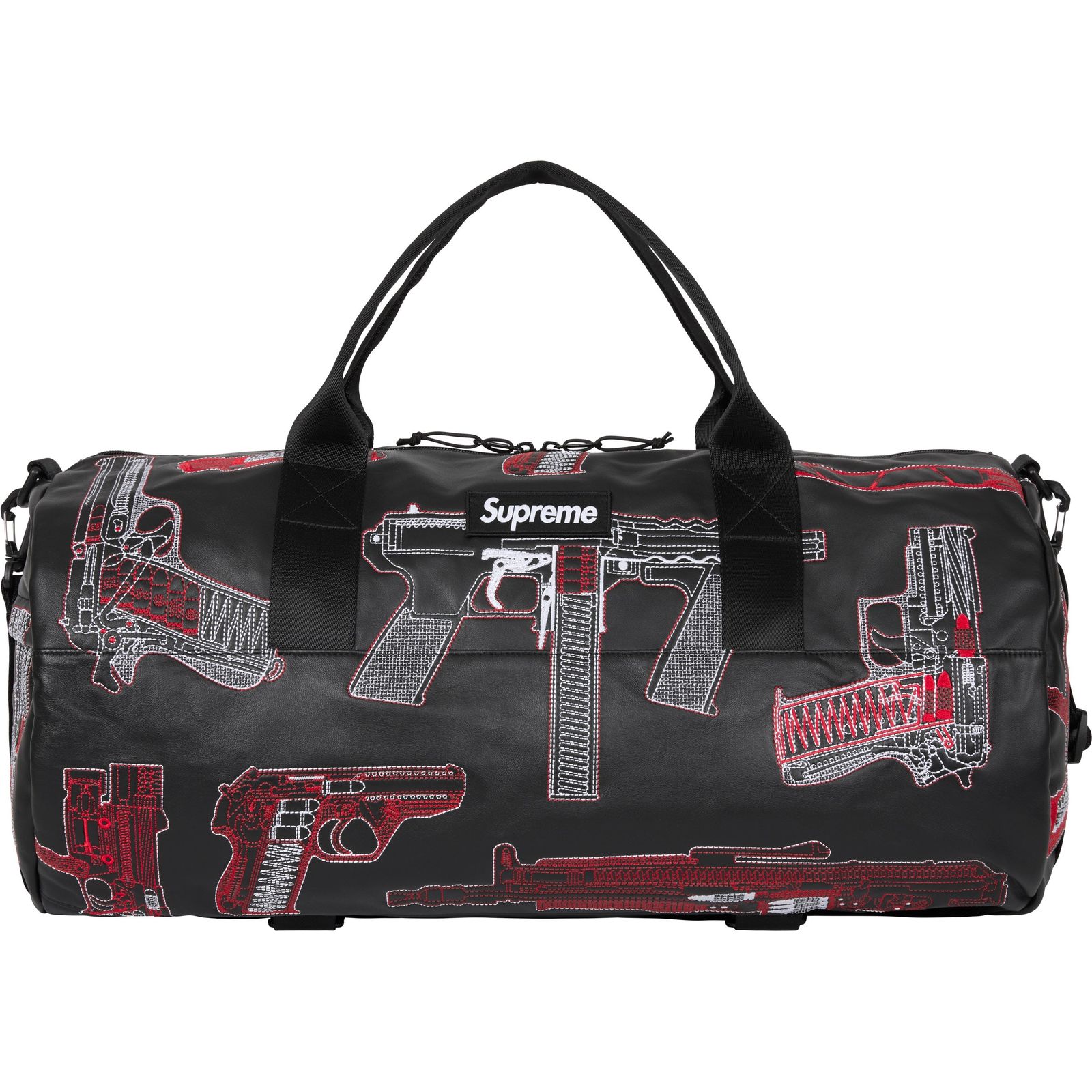 Guns Embroidered Leather Duffle Bag