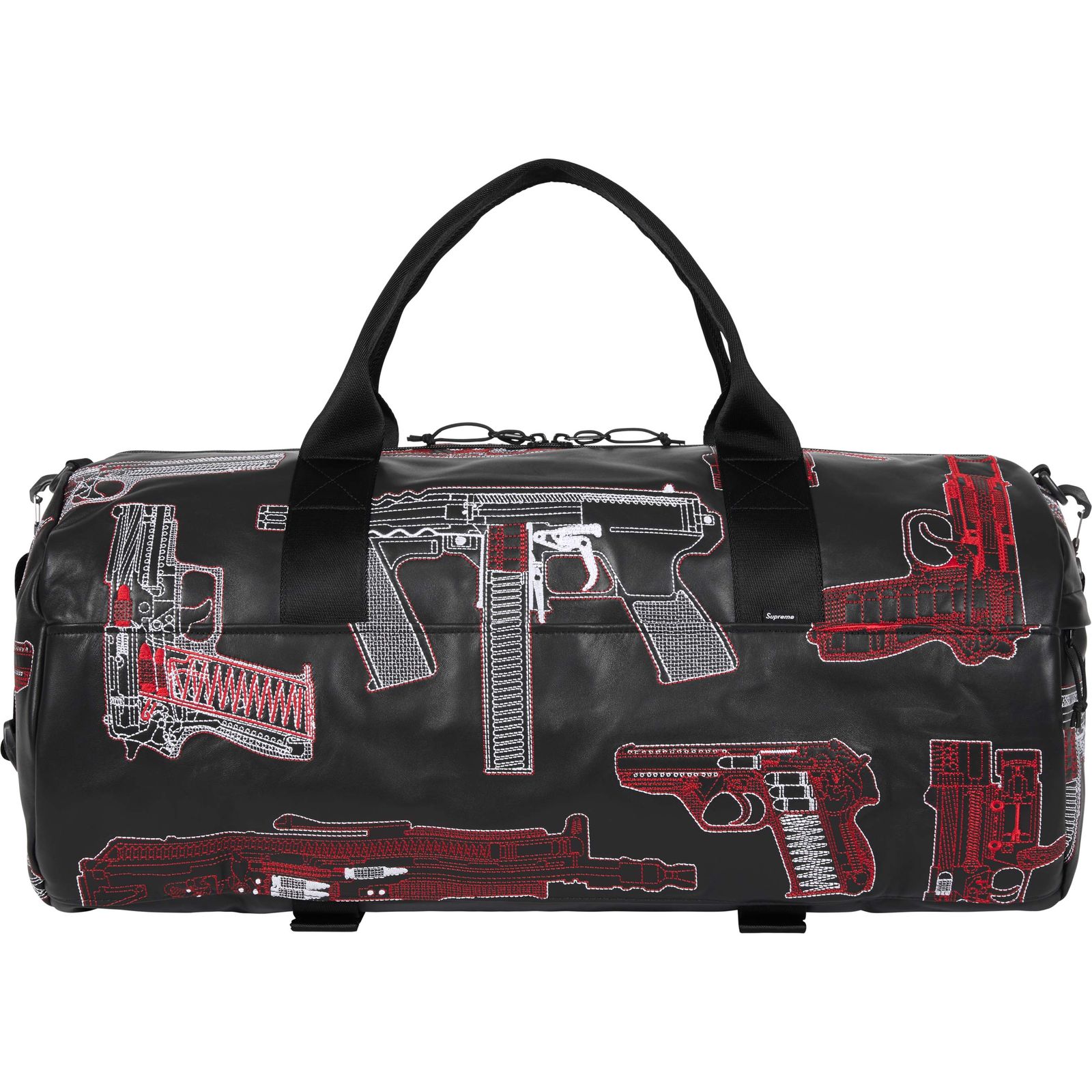 Guns Embroidered Leather Duffle Bag