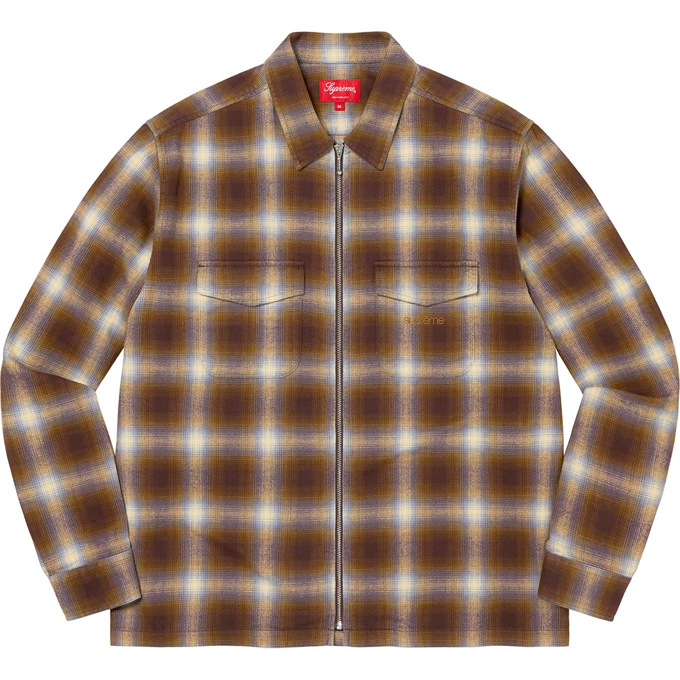 Shadow Plaid Flannel Zip Up Shirt