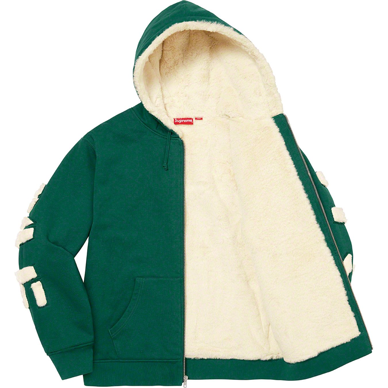 Faux Fur Lined Zip Up Hooded Sweatshirt
