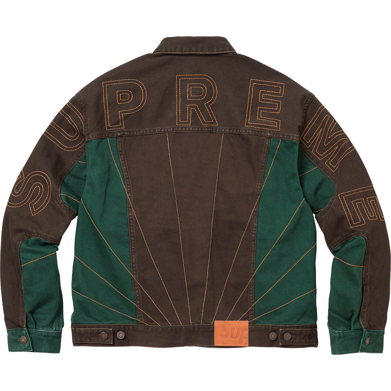Radial Embroidered Denim Trucker Jacket
