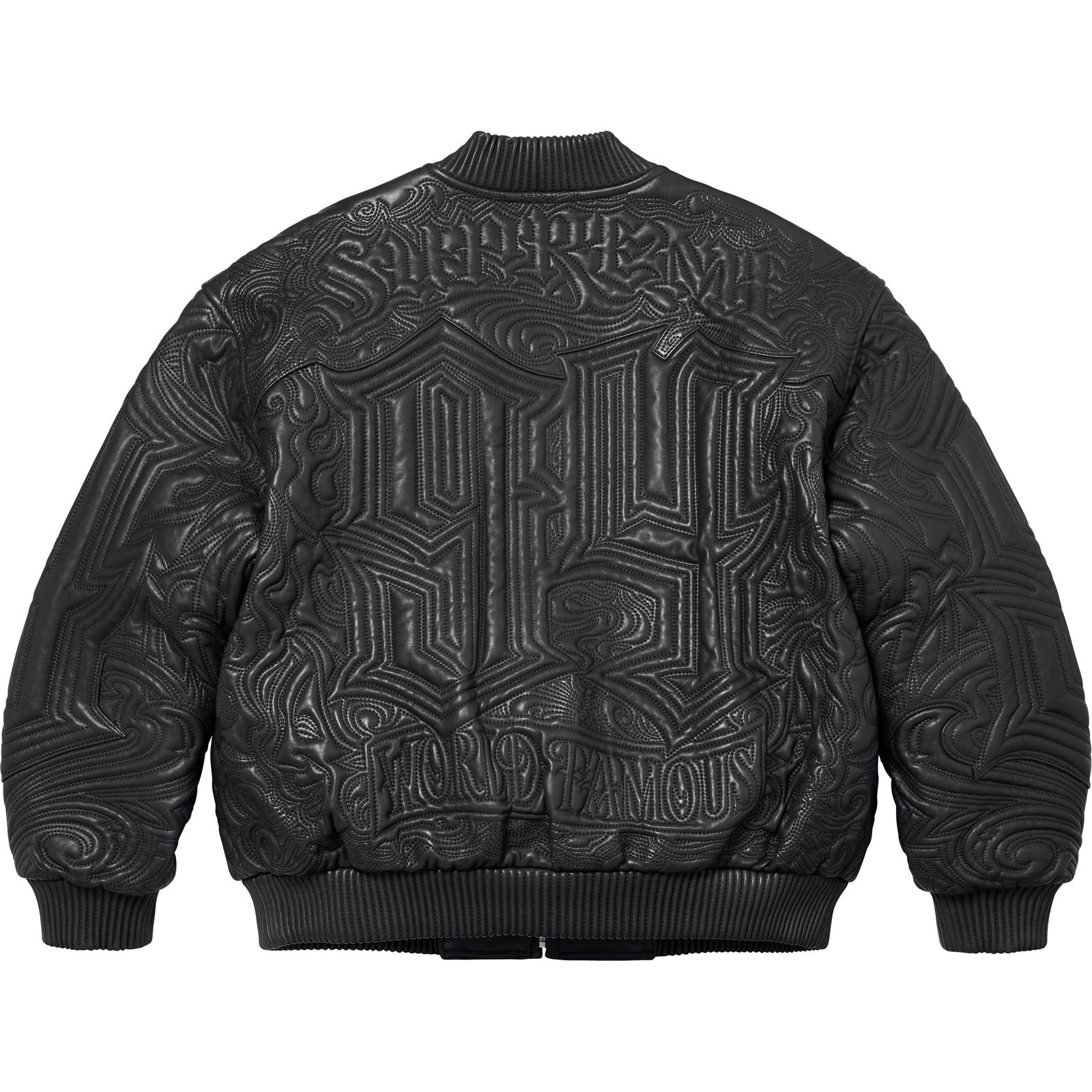 Mister Cartoon Embroidered Leather Jacket