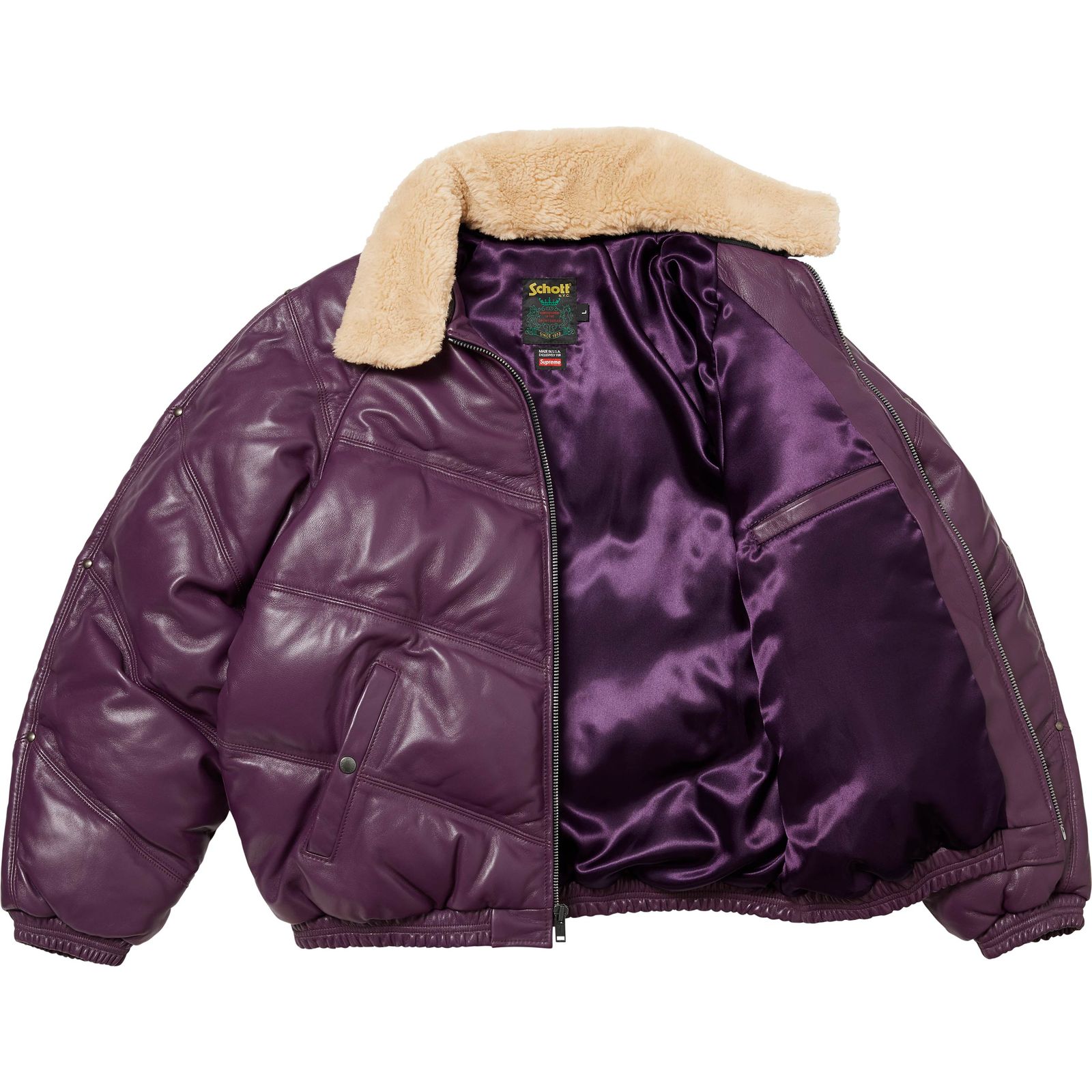 Supreme®/Schott® Chevron Leather Down Puffer Jacket