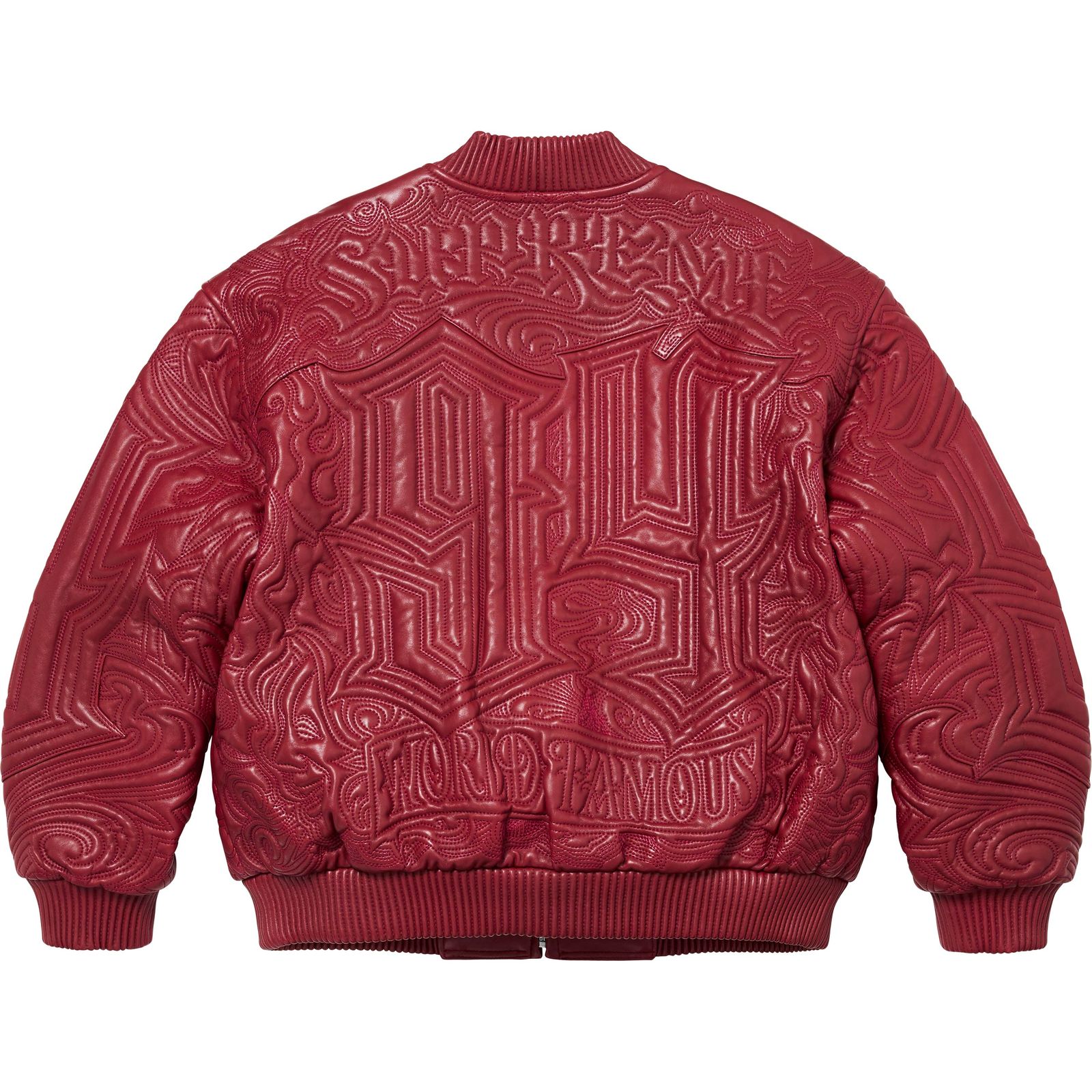 Mister Cartoon Embroidered Leather Jacket
