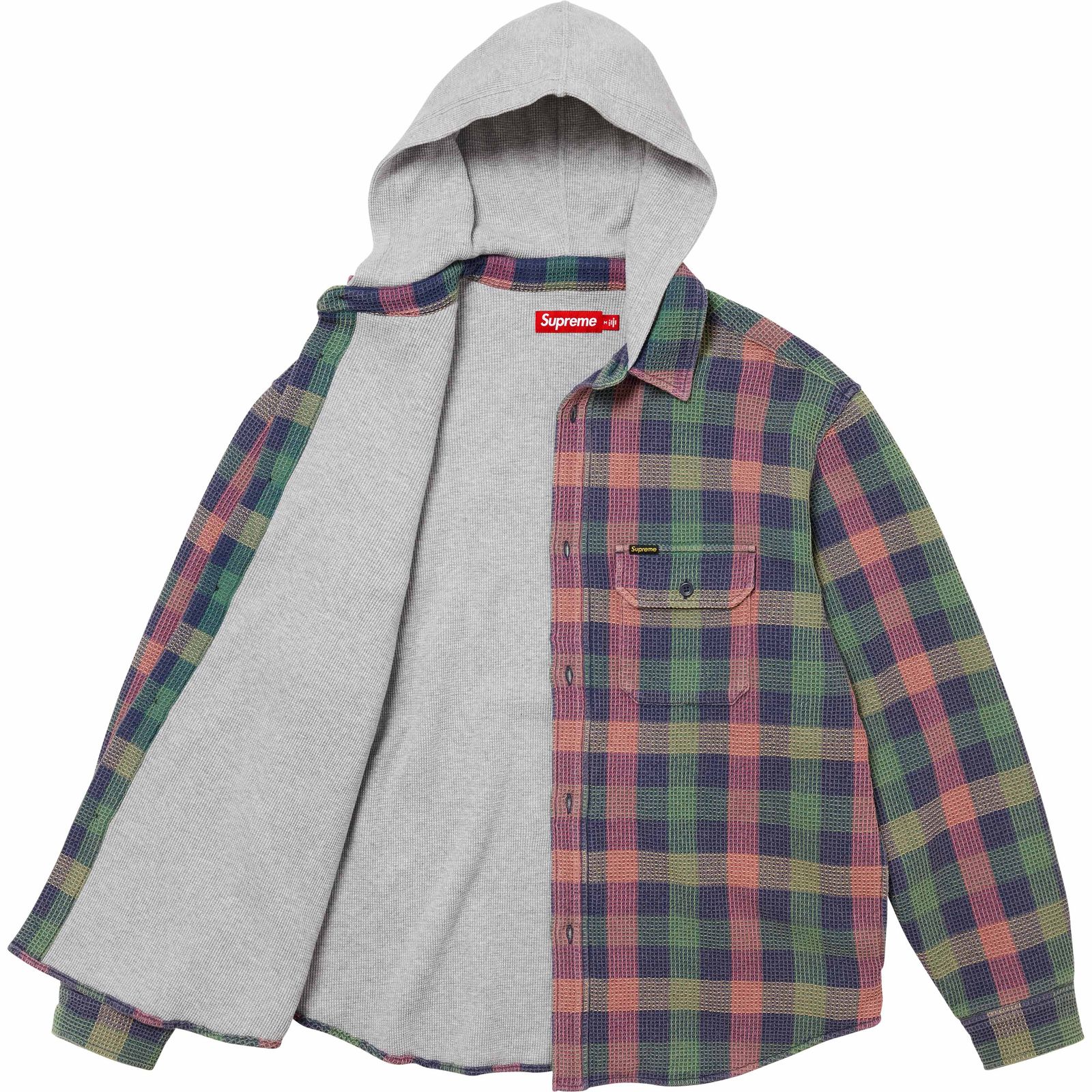 Waffle Plaid Hooded Shirt