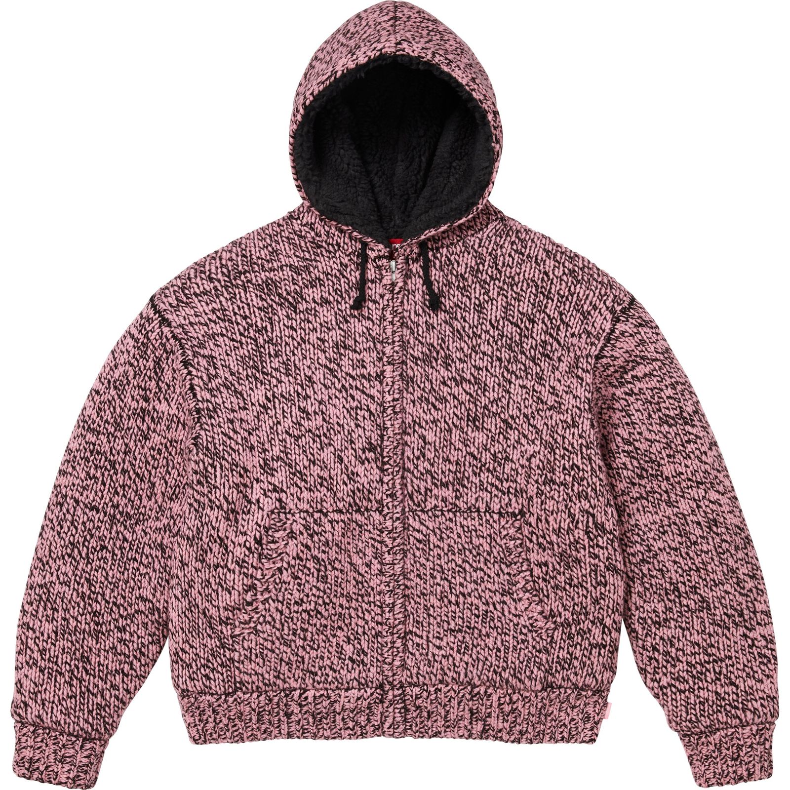 Faux Shearling Lined Zip Up Hooded Sweater