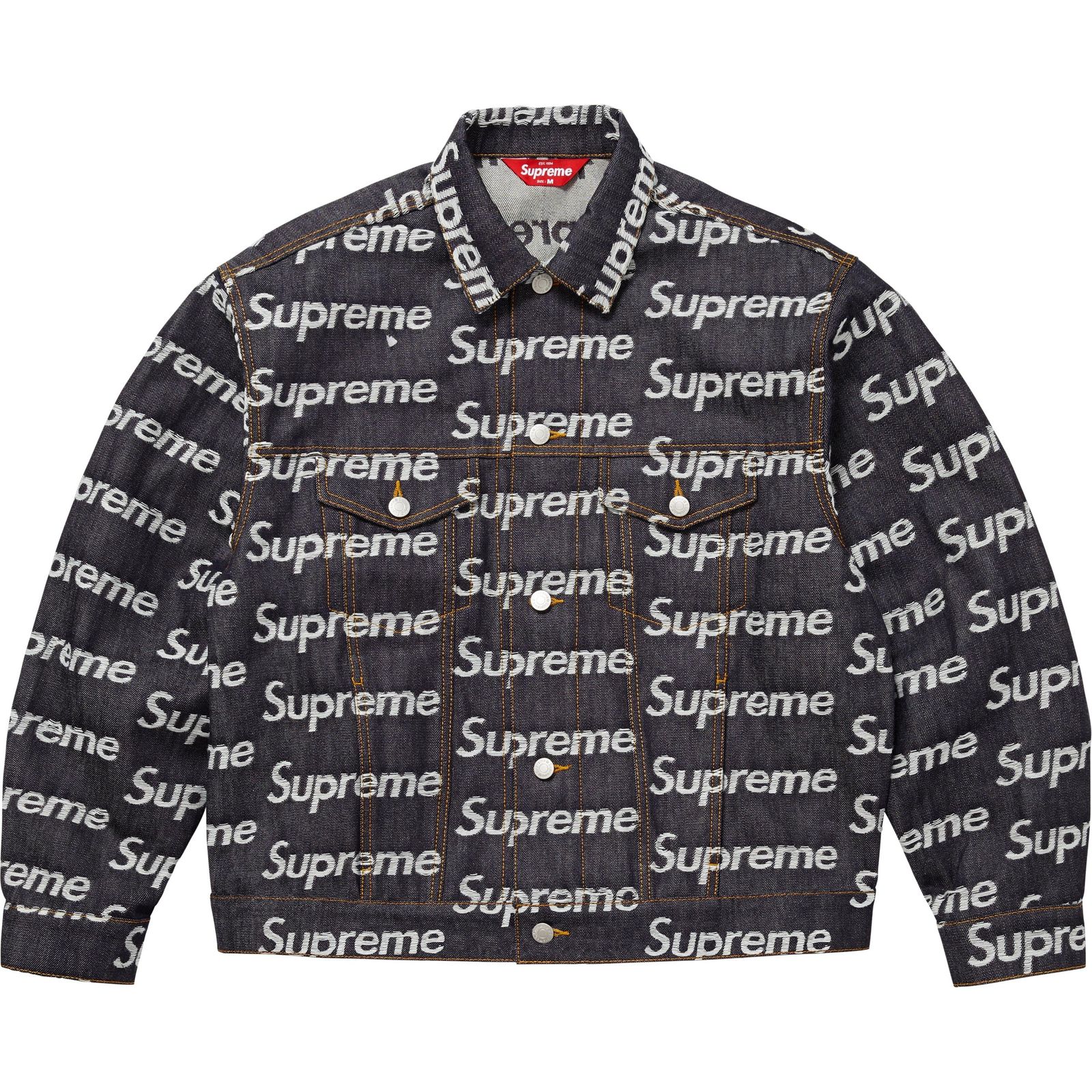 Jacquard Logos Denim Trucker Jacket
