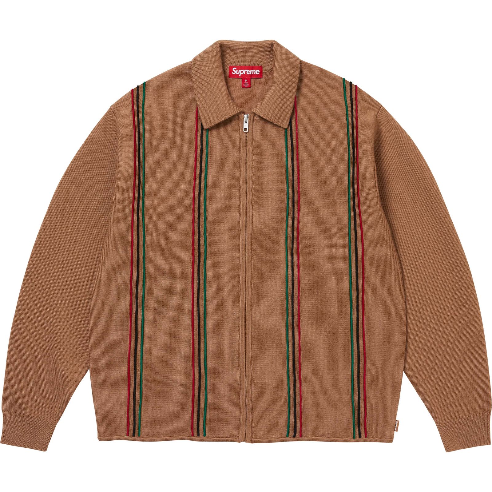 Stripe Zip Up Polo Sweater