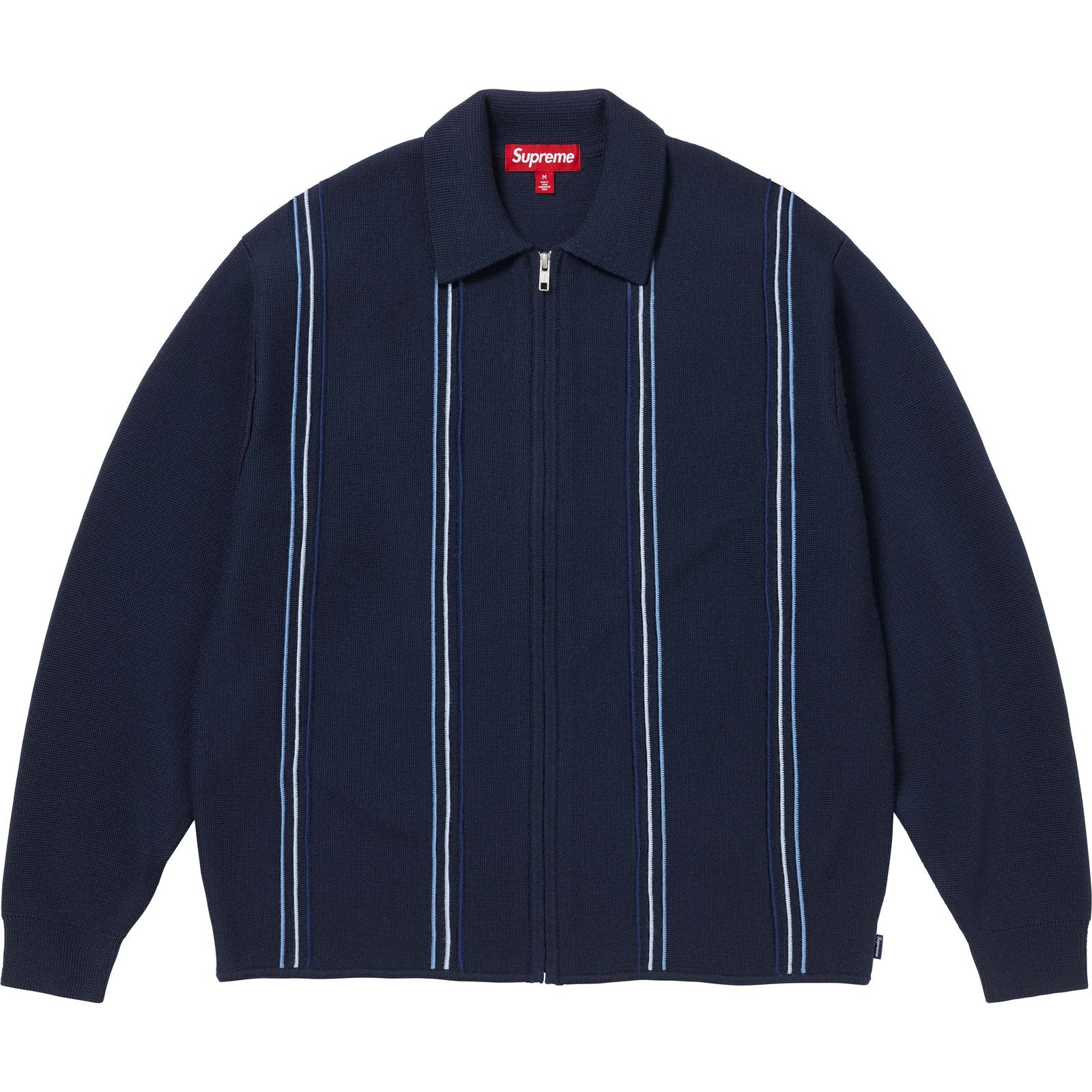 Stripe Zip Up Polo Sweater