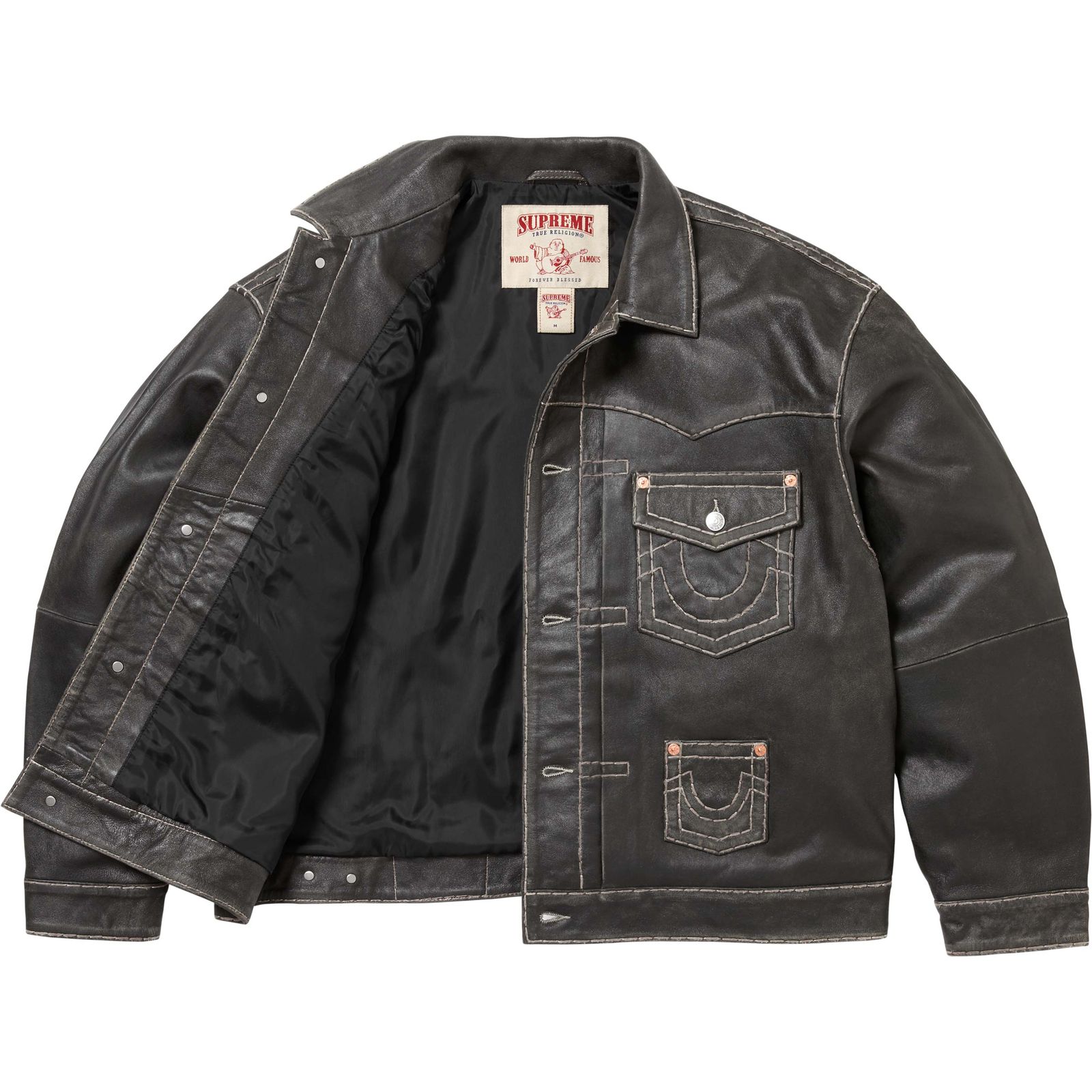 Supreme®/True Religion® Leather Trucker Jacket