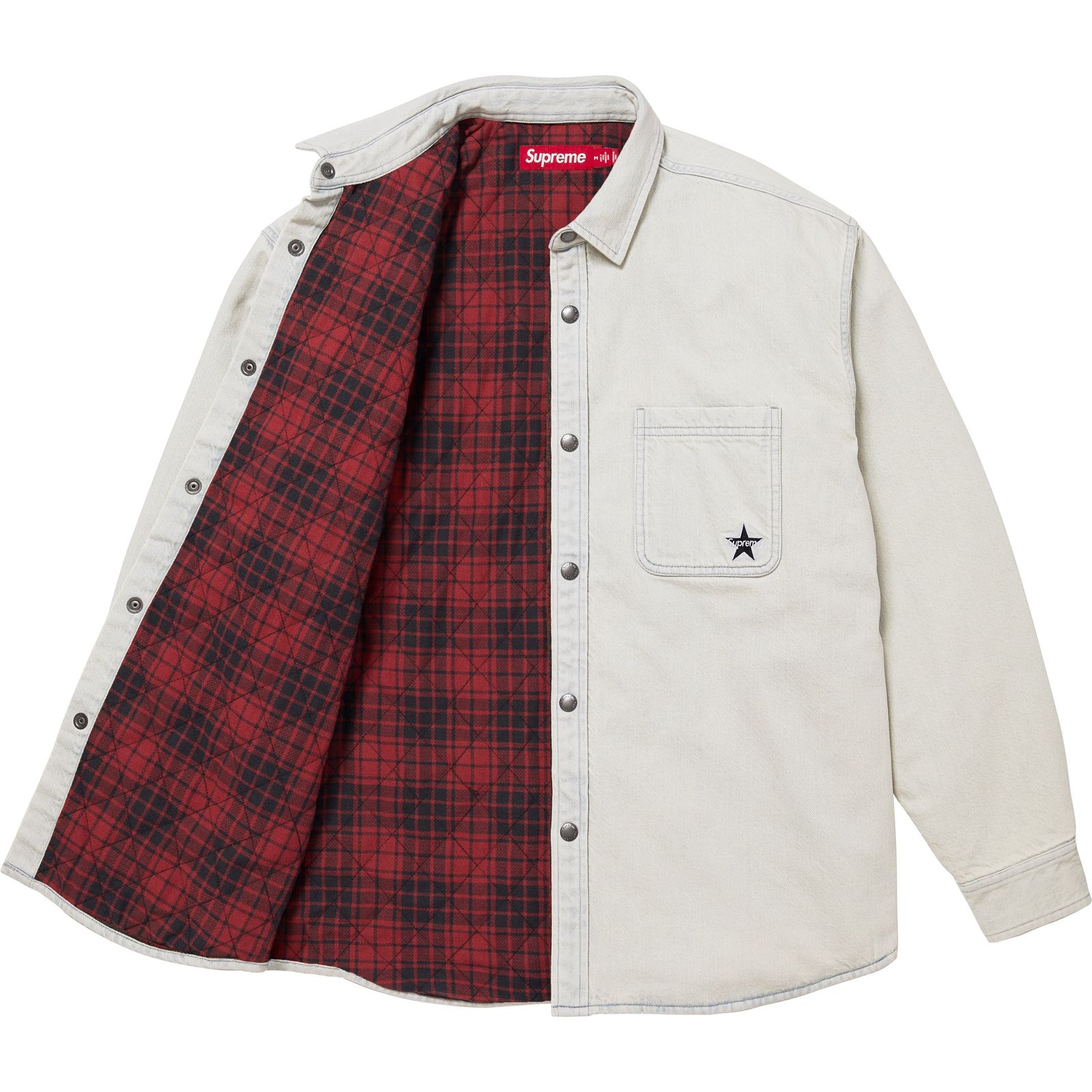 Quilted Lined Denim Snap Shirt