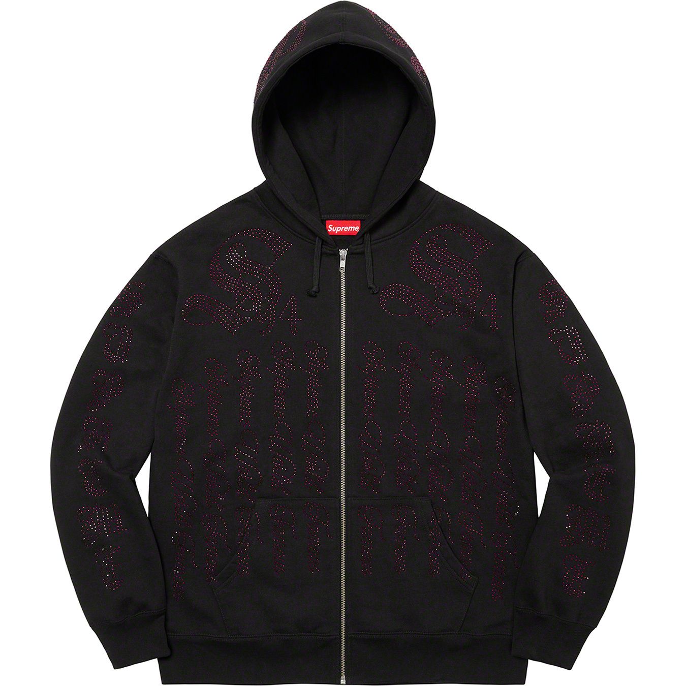 Rhinestone Zip Up Hooded Sweatshirt