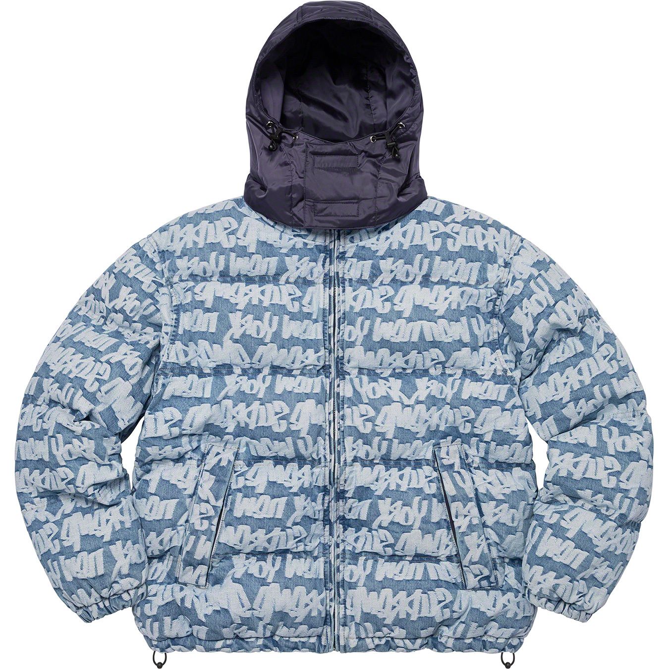 Fat Tip Jacquard Denim Puffer Jacket