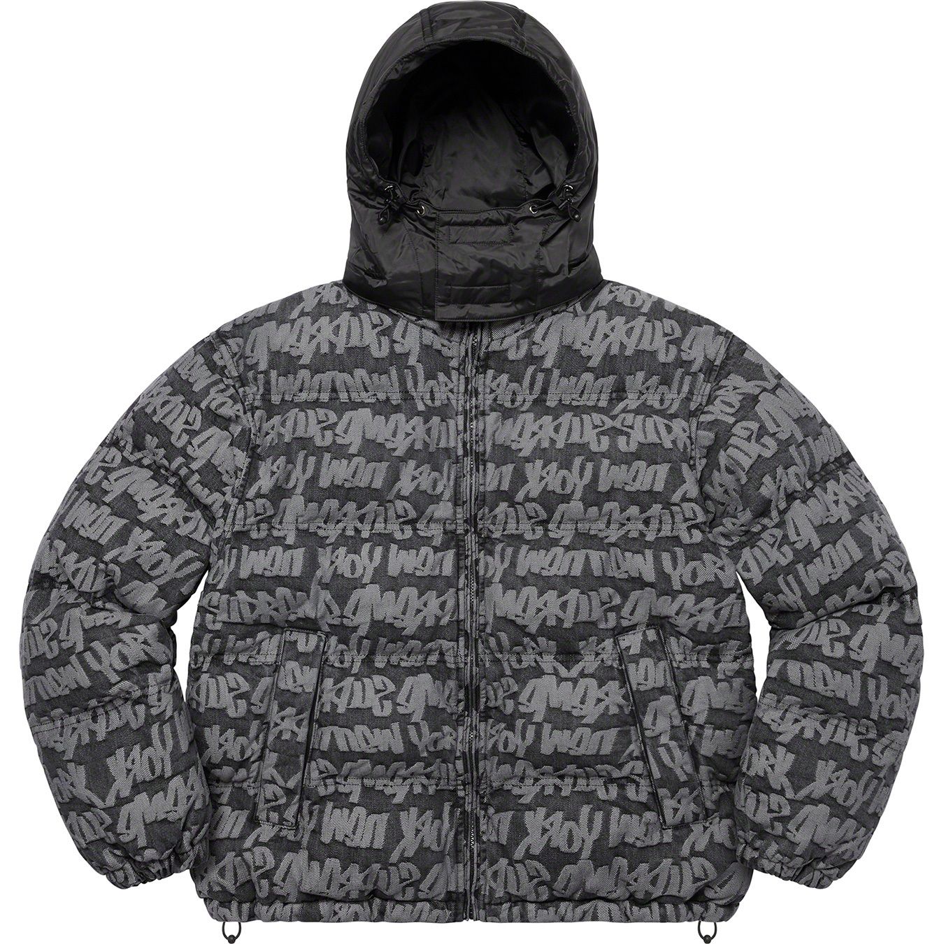 Fat Tip Jacquard Denim Puffer Jacket
