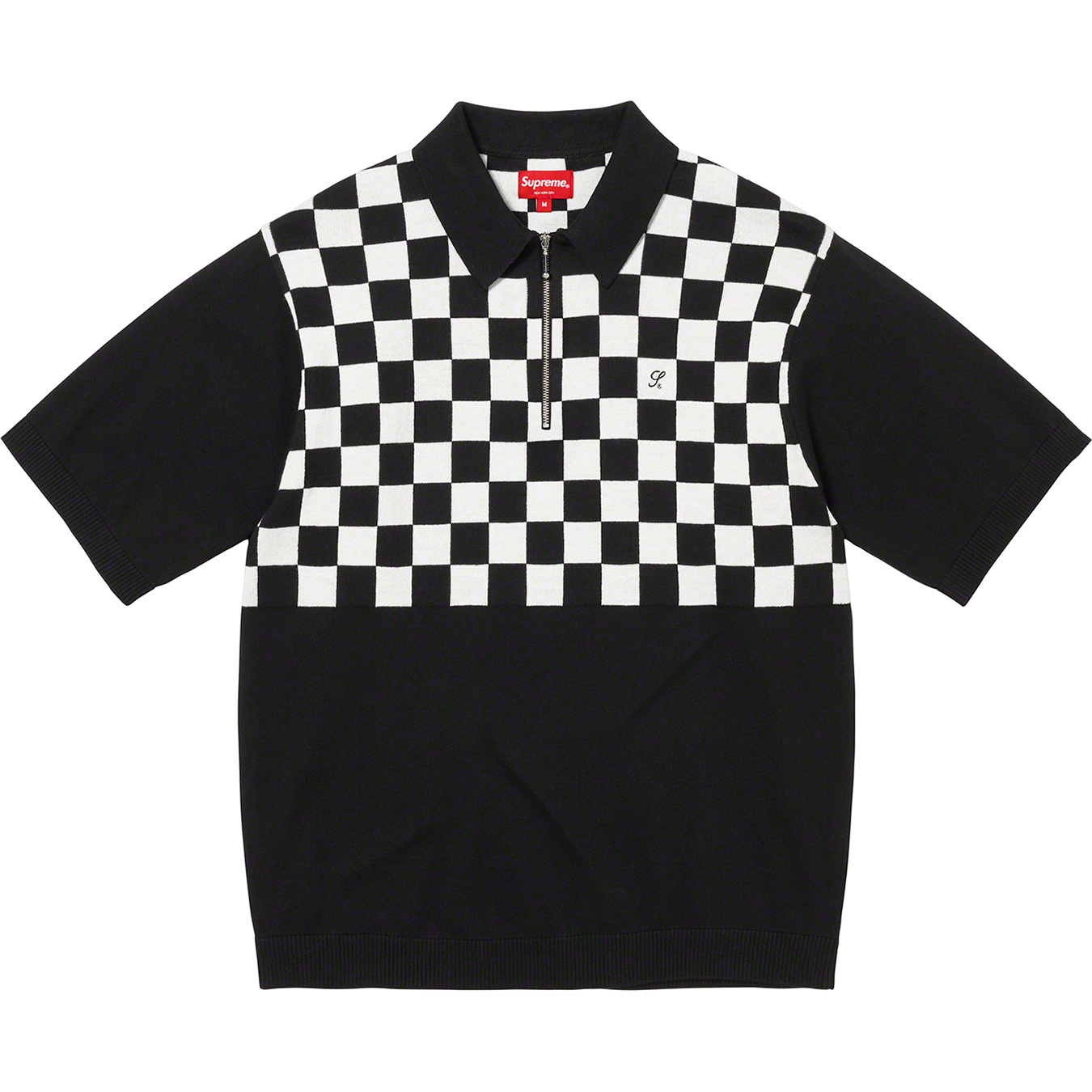 Checkerboard Zip Polo